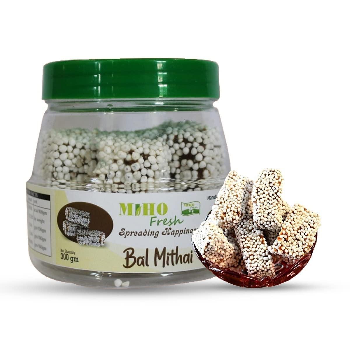 Miho Fresh Mihofresh Uttarakhand Famous Bal Mithai| Famous Indian Sweets Box | Uttarakhand Sweet Made with Pure Desi Ghee,Khoya & Sugar Balls | (600G | Pack of 2 x 300Gm)