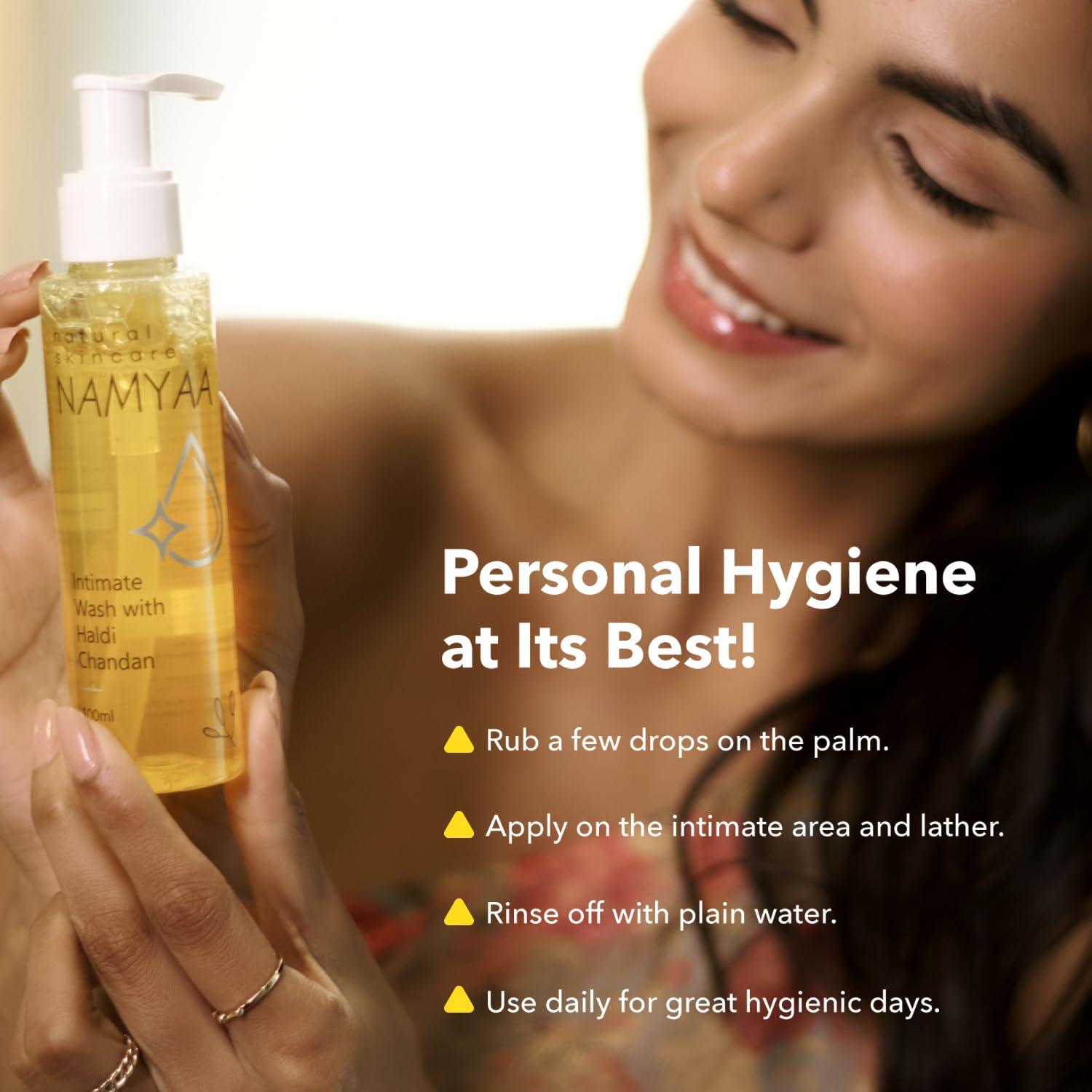 Namyaa Namyaa Haldi Chandan Intimate Hygiene Wash | With Germ and Odour Protection | pH Balanced (Pack of 2)