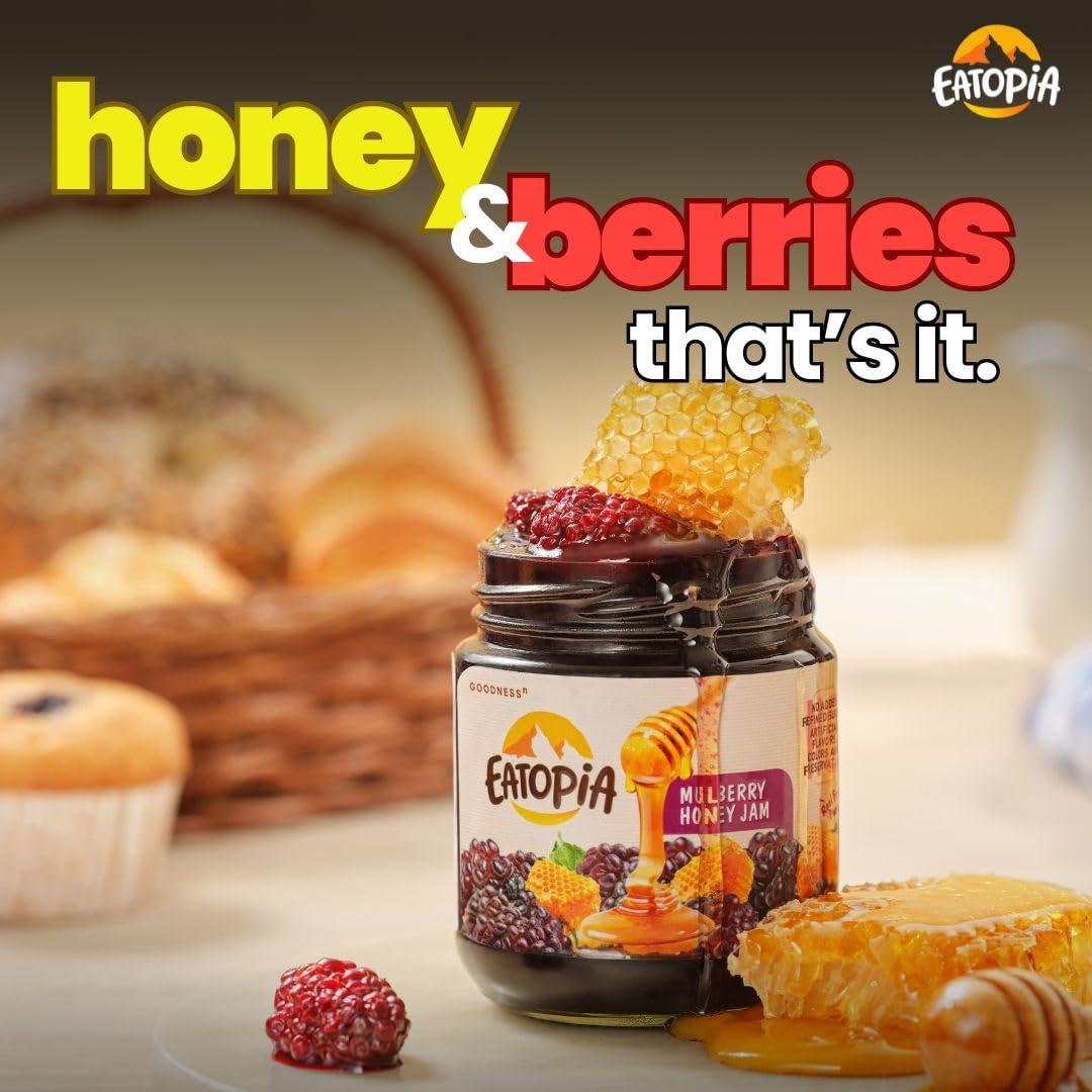 Eatopia Eatopia Mulberry Honey Jam | Sugar Free | 100% Pure & Natural | No Preservatives | No Added Colours & Flavours | 70% Mulberries & 30% Wild Honey | Healthy Good for Gut Health | Pack of 1-240g