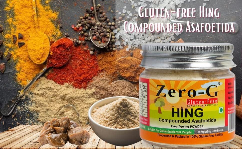 ZERO - G Zero-G Gluten Free Pure Hing (2 Pack combo) - Asafoetida Powder | Hing Powder | Strong Aromatic Hing | Free Flowing | Pure and Natural Hing - 50 Gram Each