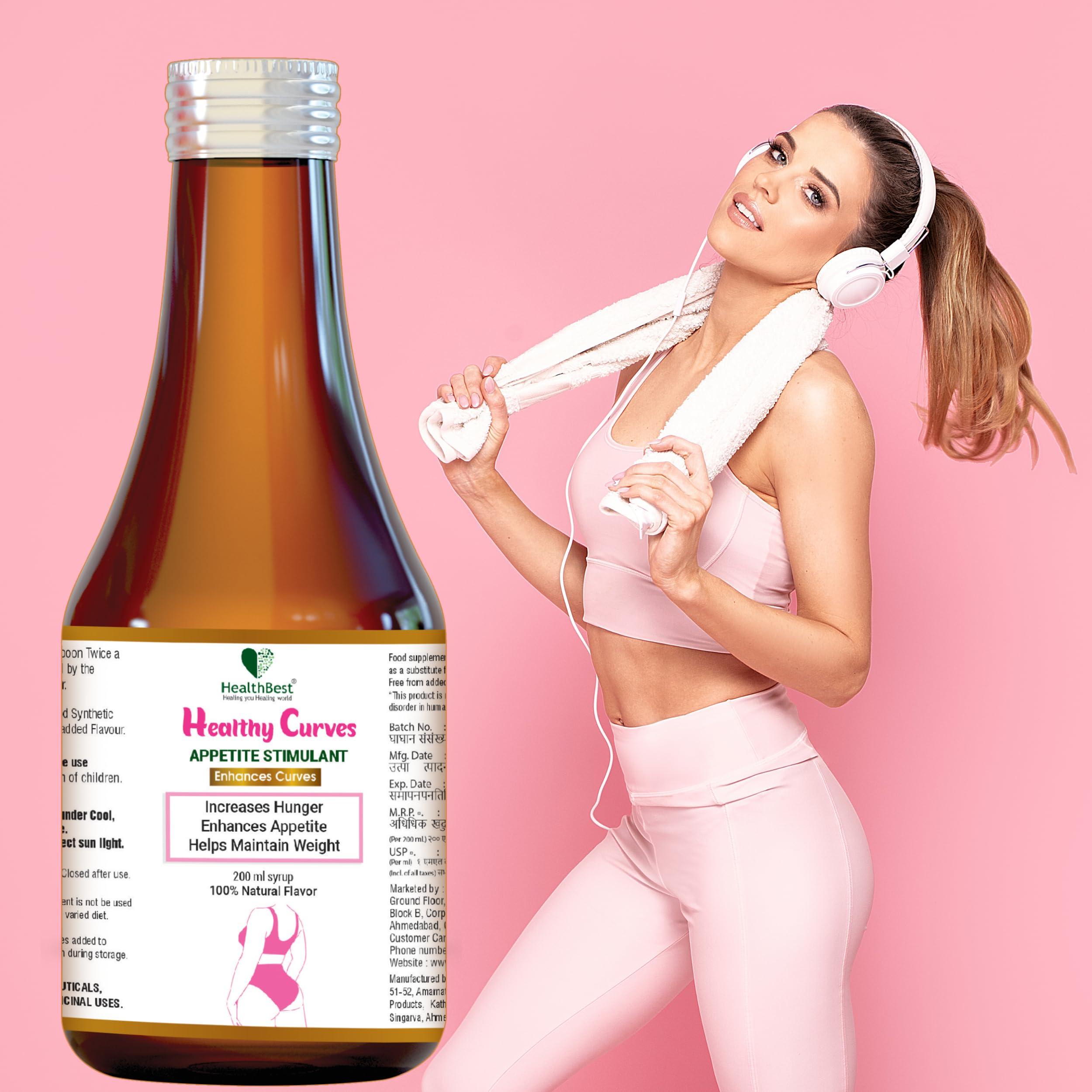 HealthBest Healthbest Weight Syrup For Women & Girls - 200ml - Enhance Curves & Body Shape - Boost Appetite, Digestive Metabolism & Energy Tonic - Pineapple Flavor