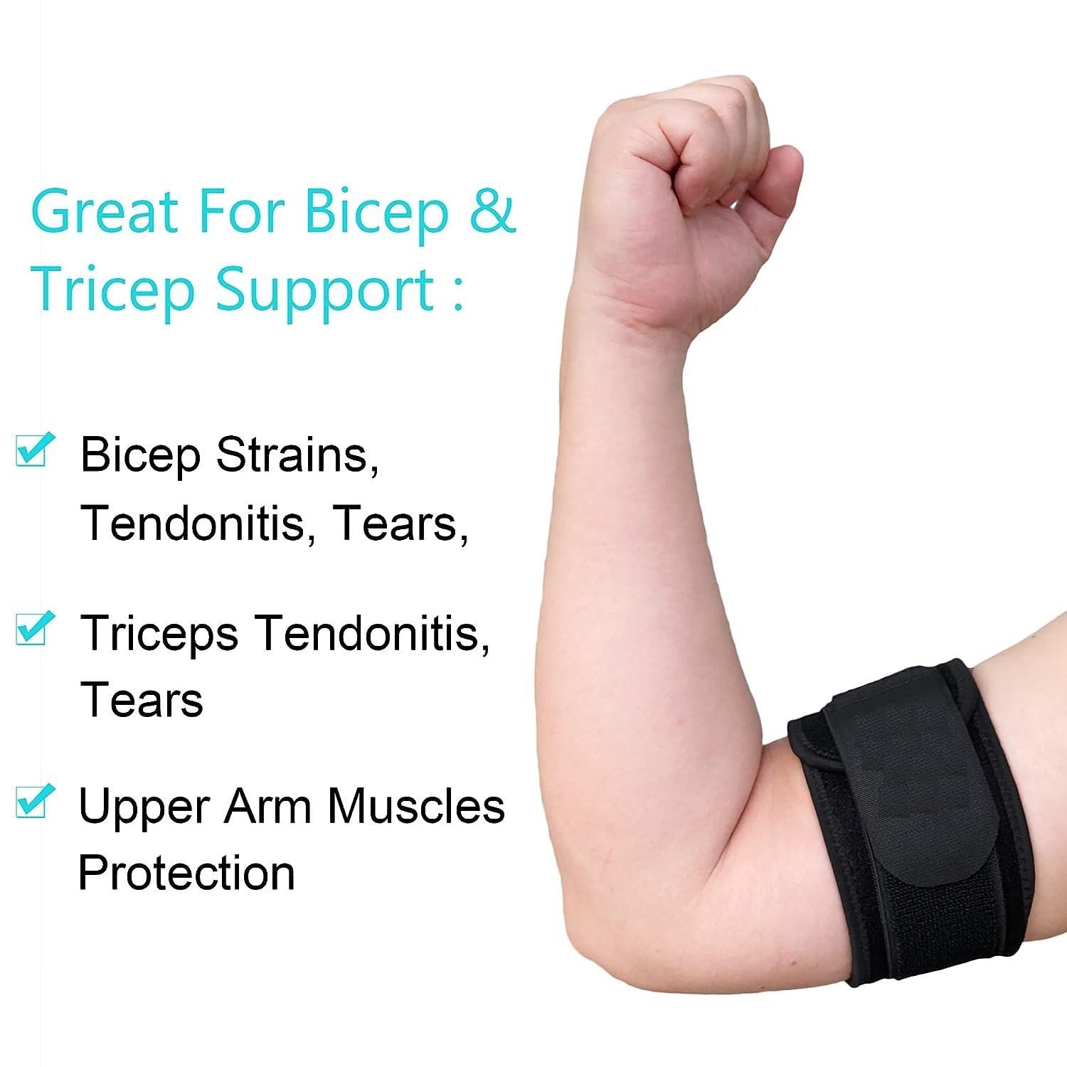 FITCOZI Bicep & Tricep Tendonitis Brace Compression Sleeve - Pain Relief for Bicep and Tricep Muscle Strains, Upper Arm Support (L/XL Width-4\") (Male 4 Inches)
