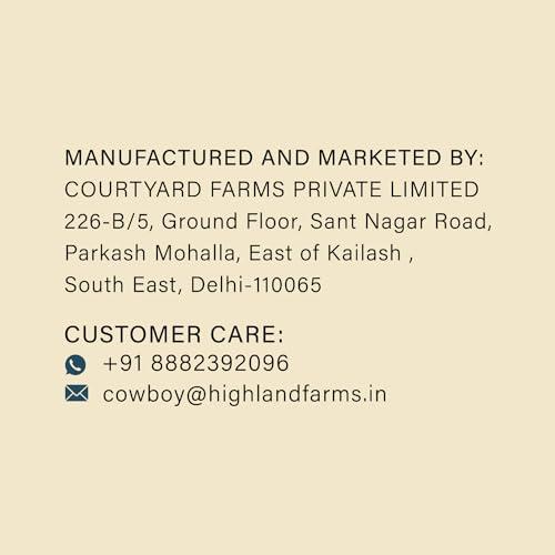 Courtyard farms private limited Highland Farms A2 Cow Milk Yellow Unsalted Butter |Traditional Method of Butter Making | Free Range Cow Milk | No Preservatives | 200gm