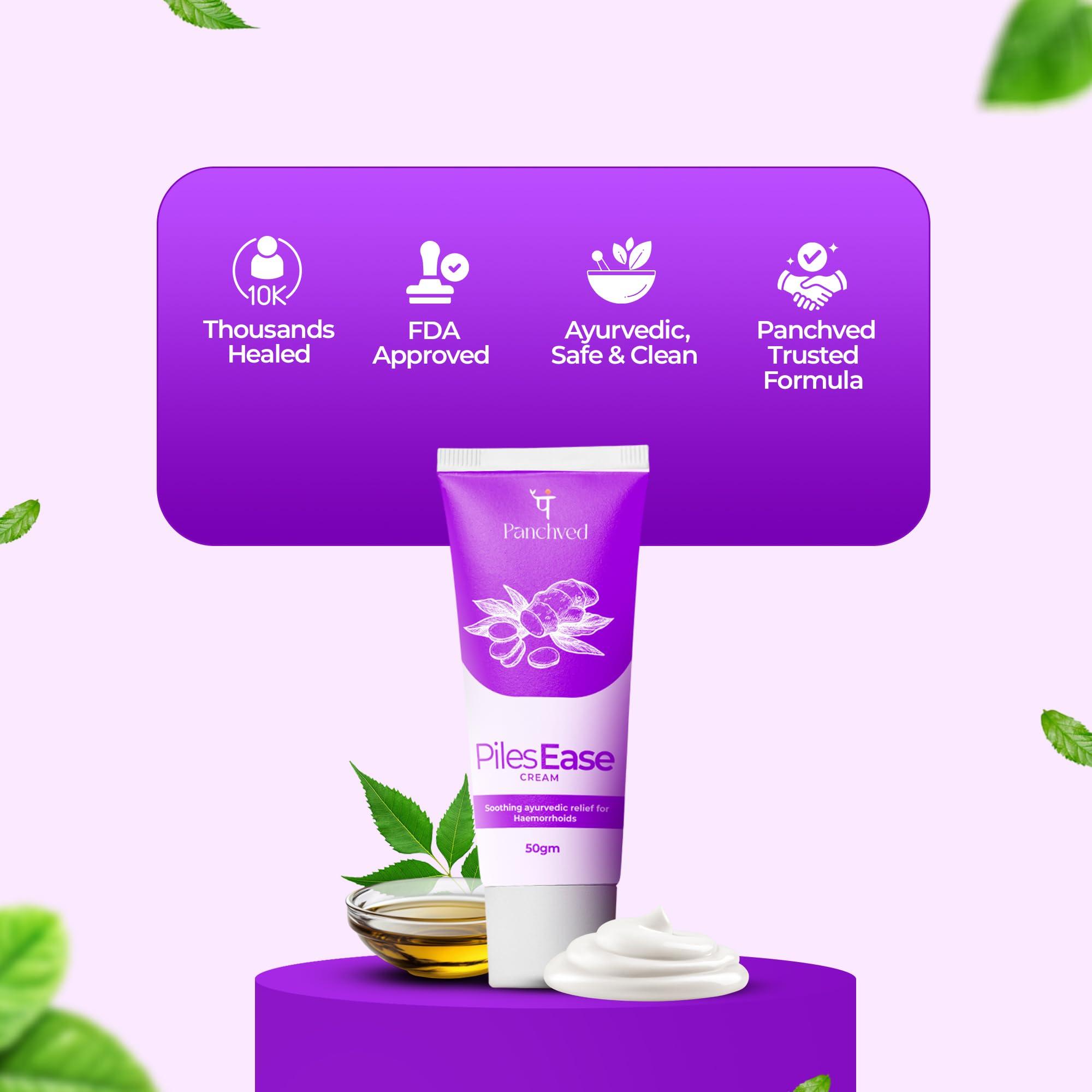 Panchved Panchved PilesEase Cream, Piles Treatment, Ayurvedic Cream For Piles Pain Relief Healing and Many More, Paraben And Cruelty Free 30g