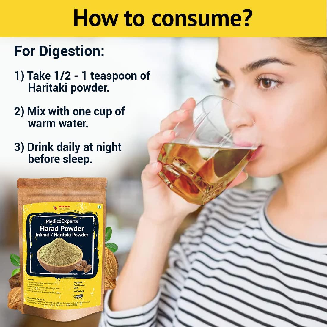 MedicoExperts MedicoExperts Harad Powder - 100gms - Haritaki Powder, Inknut Powder for Dark Circles, Face, Skin & Healthy Digestion - Harde Powder, Kadukkai Powder Organic, Haritaki Churna