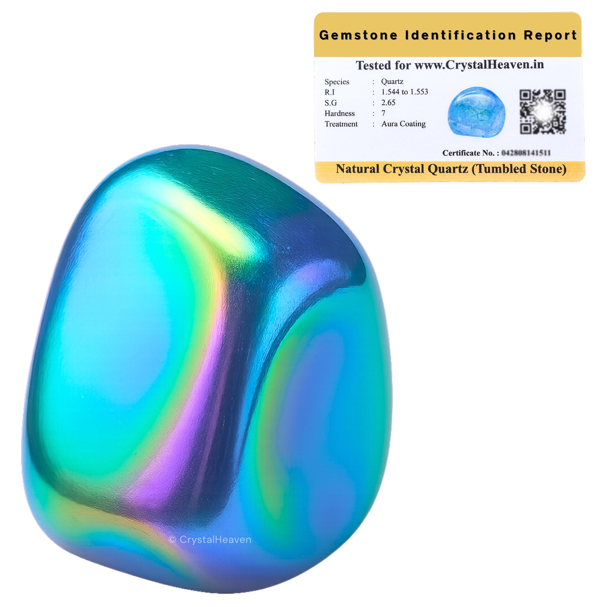 Crystal Heaven Crystal Heaven Certified Aqua Aura Quartz Healing Tumbled Stone,Natural Polished Crystals For Diy Crafts,Manifestation,Meditation,Pooja Feng Shui And Reiki Healing(30 Grams)