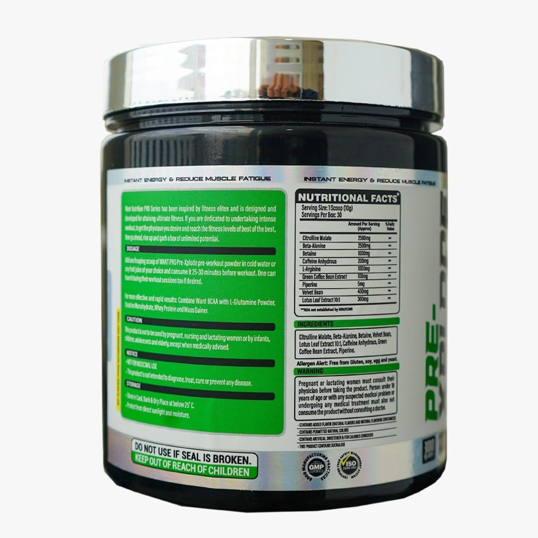 WANT NUTRITION WANT NUTRITION PRE-XPLODE PREWORK OUT PRO SERIES 30 SERVINGS (MANGO)