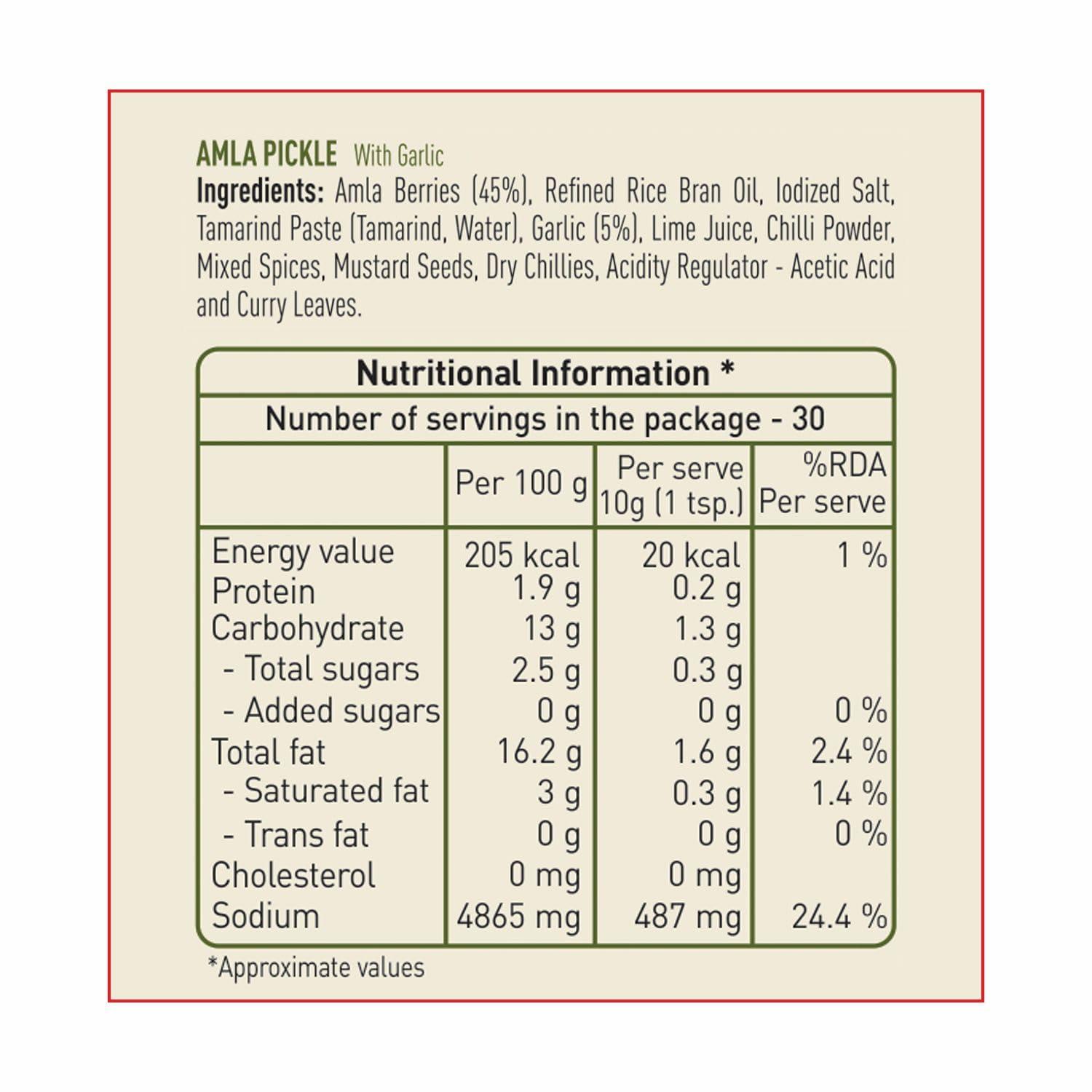 Priya Priya Amla Pickle With Garlic,300G-Authentic Telugu Style Amla Achar|Traditional South Indian Taste|Homemade Andhra Pickles|Tangy Taste|With Amla Berries,Tamarind Paste&Mixed Spices|Glass Jar