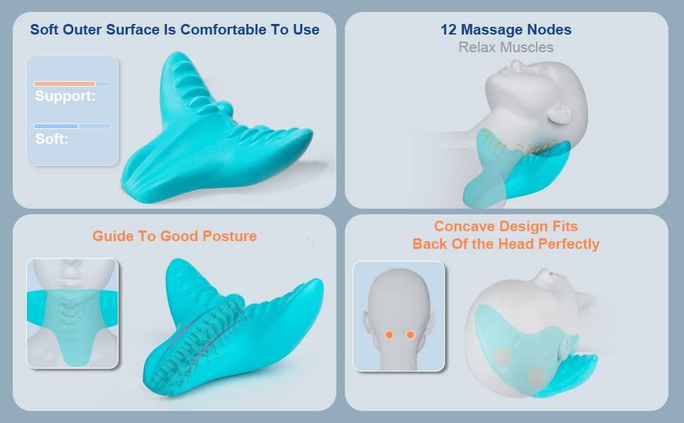 JOOWOKP Cervical Neck Traction Device, Neck and Shoulder Relaxer, Cervical Traction Device, Neck Relaxer with Massage Nodes, Headache Relief