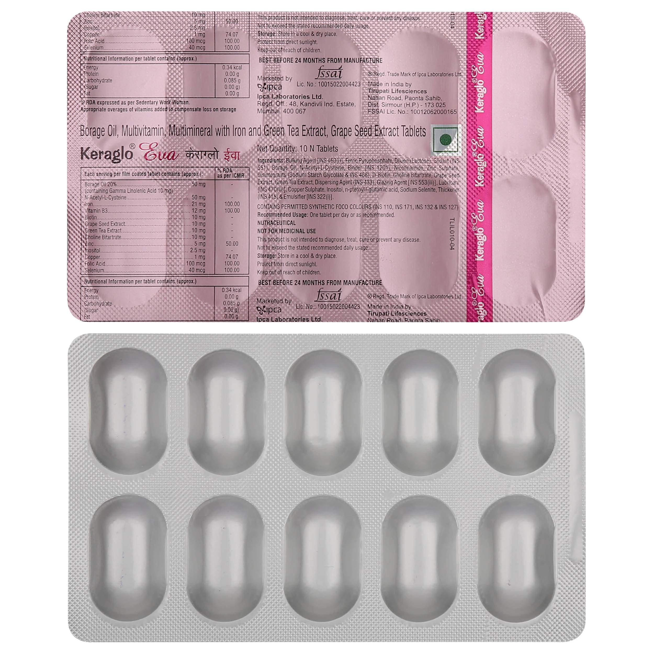IPCA Keraglo Eva - Blister Pack of 10 Tablets