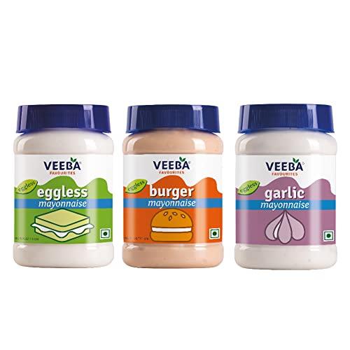 VEEBA Veeba Mayonnaise Combo - Eggless Mayonnaise, 250gm with Garlic Mayonnaise, 250gm and Burger Mayonnaise 250gm - Pack of 3