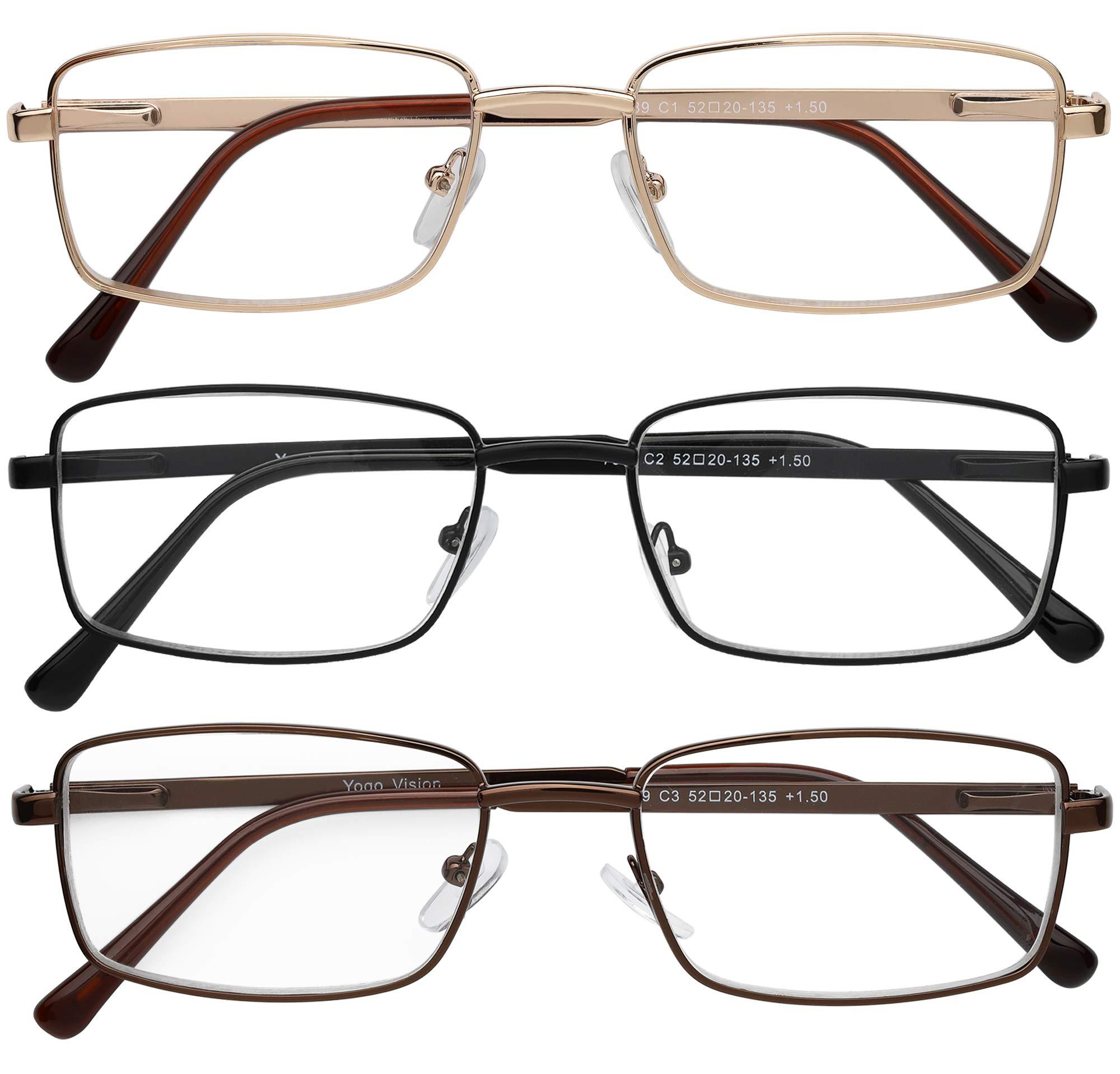 Success Eyewear Success Eyewear Reading Glasses Set of 3 Metal Full Rim Glasses for reading for Men and Women +1