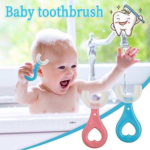 Samip Samip U-Shaped Sensory Baby Teether Toothbrush, Teether Keys, Toddler Toothbrush with Food Grade Soft Silicone Brush Head, 360 Oral Teeth Cleaning Tools Ultra Soft pack of 1 (Heart-Shape) In Multi Color