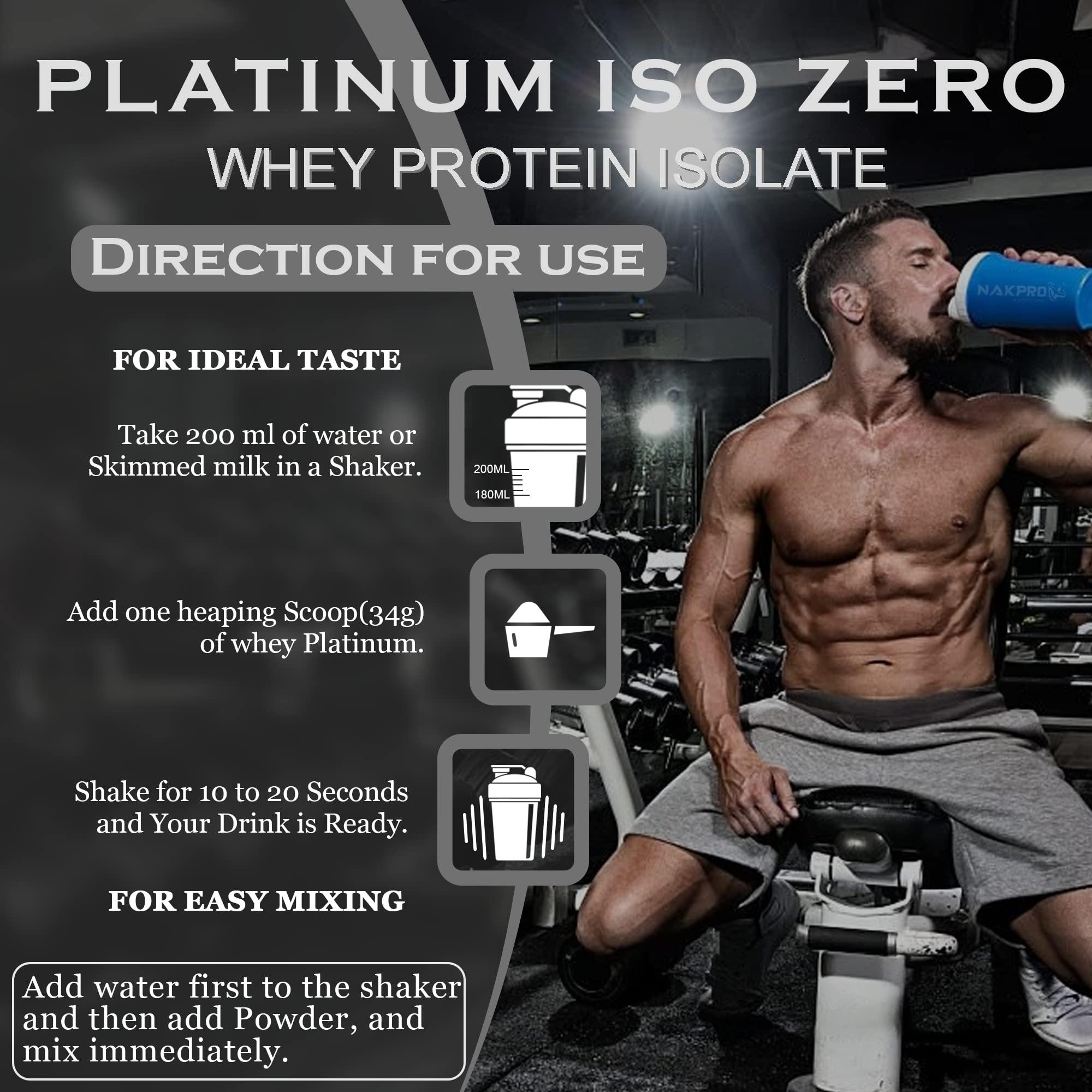 NAKPRO NAKPRO PLATINUM ISO ZERO 100% Whey Protein Isolate | Added Vitamins & Minerals | Easy Mixing, Easy Digesting Whey Protein Supplement Powder for Men, Women & Athletes (500g, Double Rich - Chocolate)