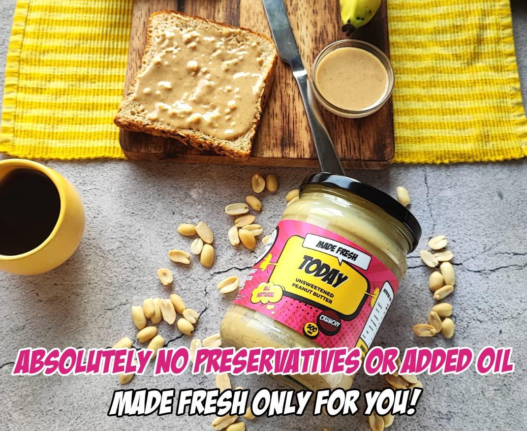 TheFreshNeeds TheFreshNeeds Natural Peanut Butter (Unsweetened Crunchy) | Made Fresh on Order | 500gm | High Protein | Insanely Tasty & Healthy | Sugar-free