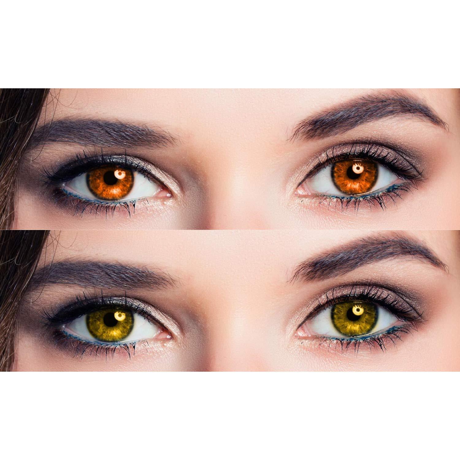 EYCOG EYCOG Honey and Hazel Monthly Colored 0 Power Contact Lenses for Eyes Men and Women with Lens Case