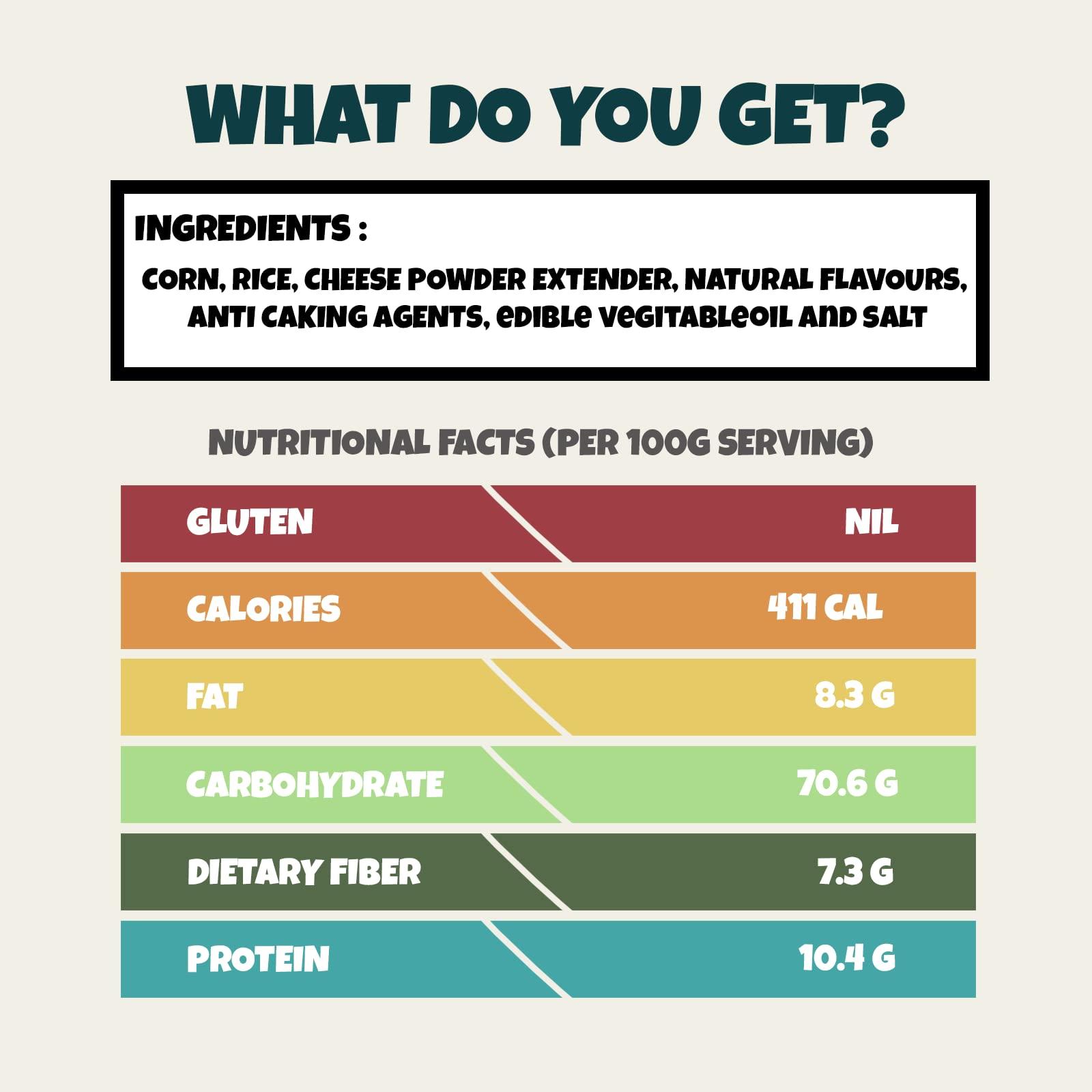 HANGROW Hangrow Thins Cheese Magic (150g) - Gluten Free | Popped Corn | Healthy Snack | Low Fat | High Fiber | Irresistible Flavor of Deliciously Melting Cheese for a Magical Taste Experience! (3+1FREE)