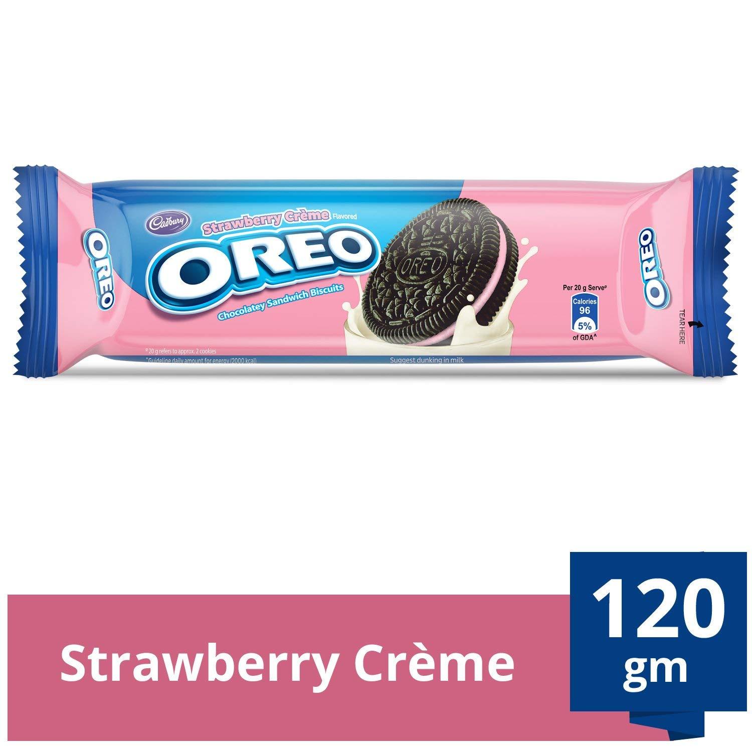 Cadbury Cadbury Oreo Strawberry Creme Biscuit, 120 g