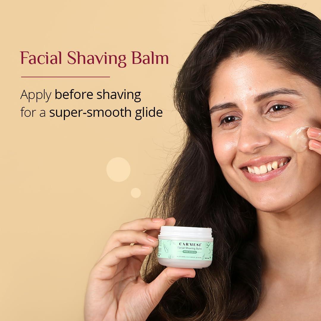 Carmesi Carmesi Women\'s Face Hair Removal Combo | 1 Face Razor, 1 Eyebrow Razor, 1 Facial Shaving Balm | Instant & Painless Hair Removal | For Eyebrows, Upper Lip, Forehead, Peach Fuzz, Chin and Sideburns