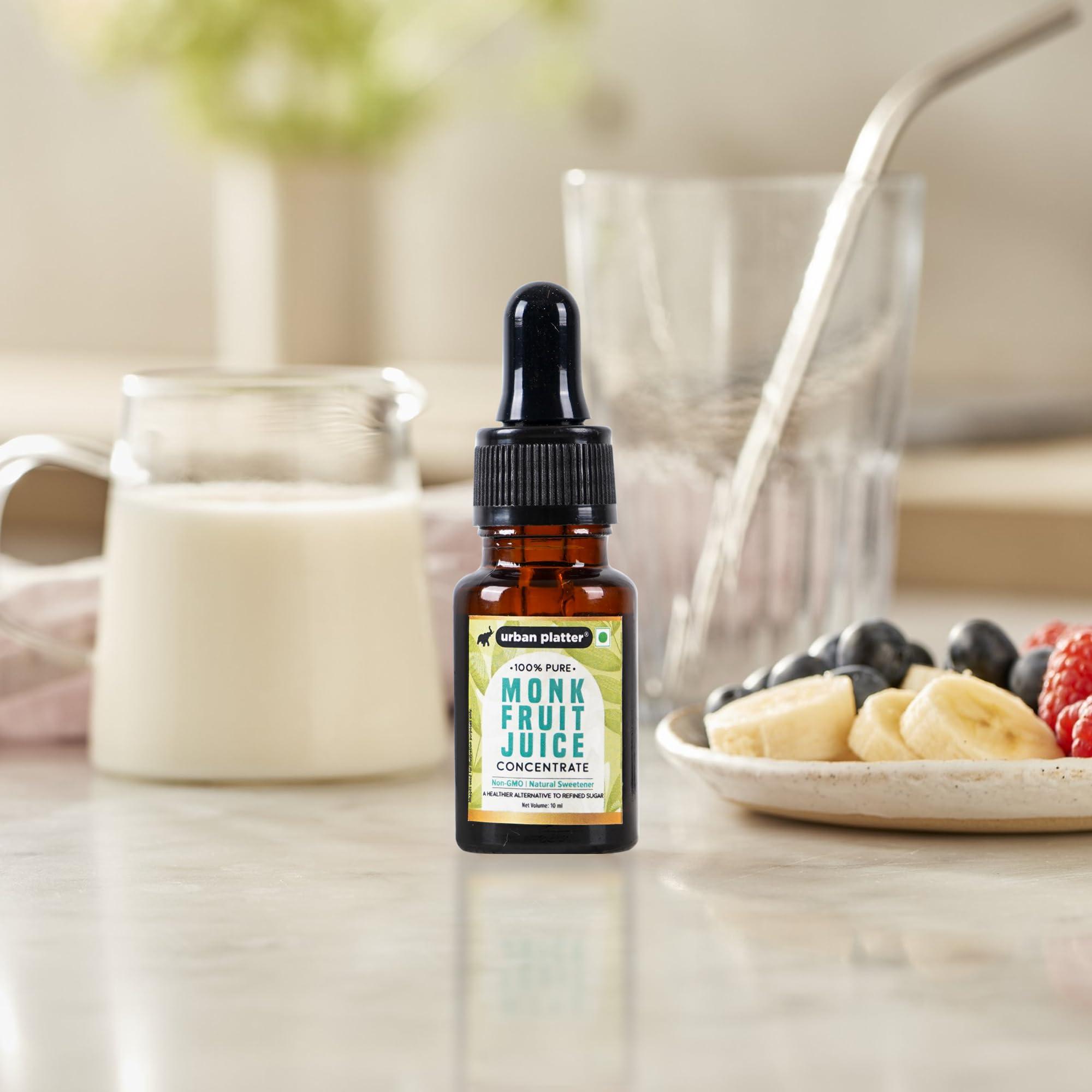 urban platter Urban Platter Monk Fruit Juice Concentrate, 10ml (100% Pure | Non-GMO | Natural Sweetener | Low GI | Smoothies, shakes, tea, breakfast cereals)