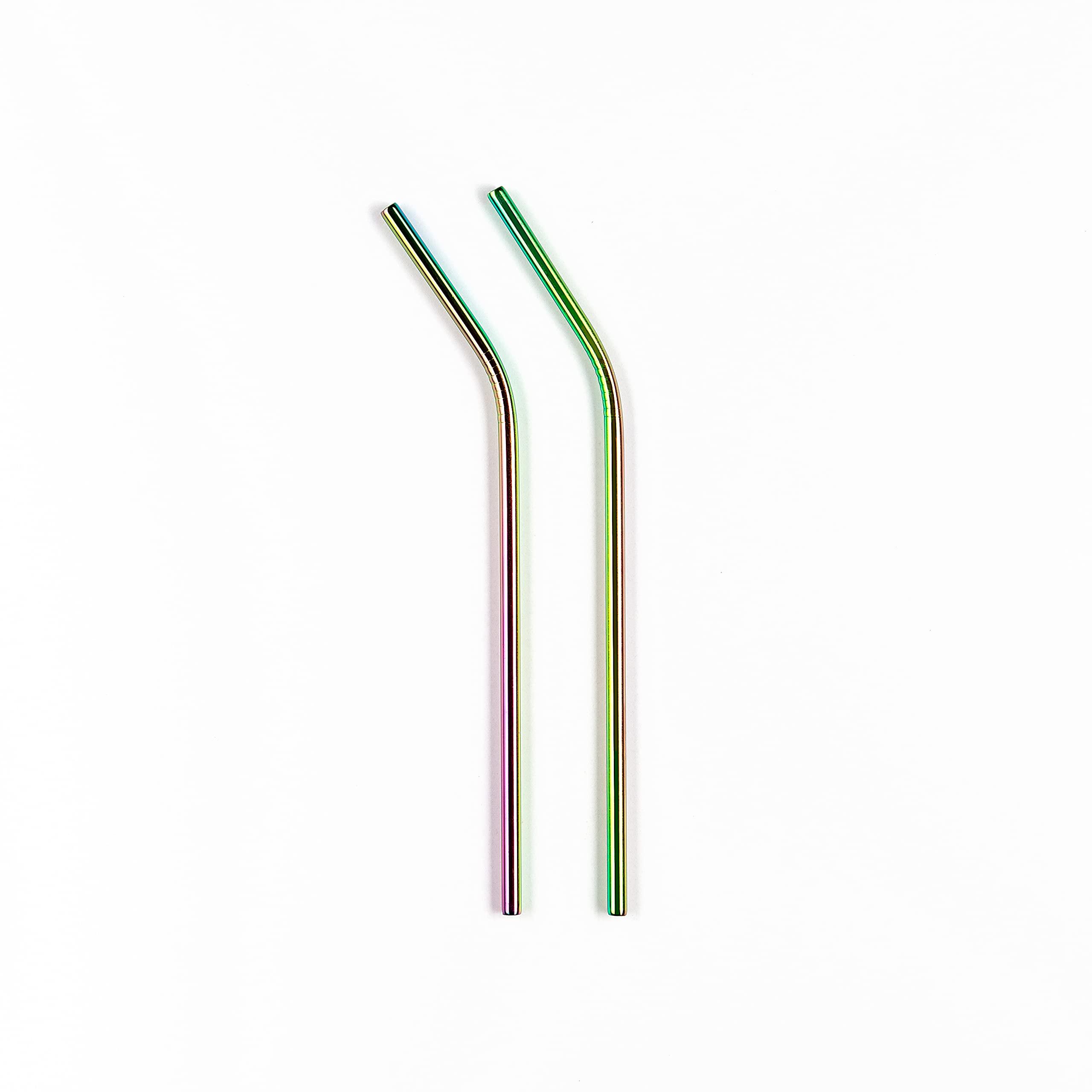 Hooper of York Hooper of York Wide Metal Straws Set of 2 - 1 Straight,1 Bent Straw with Cleaner