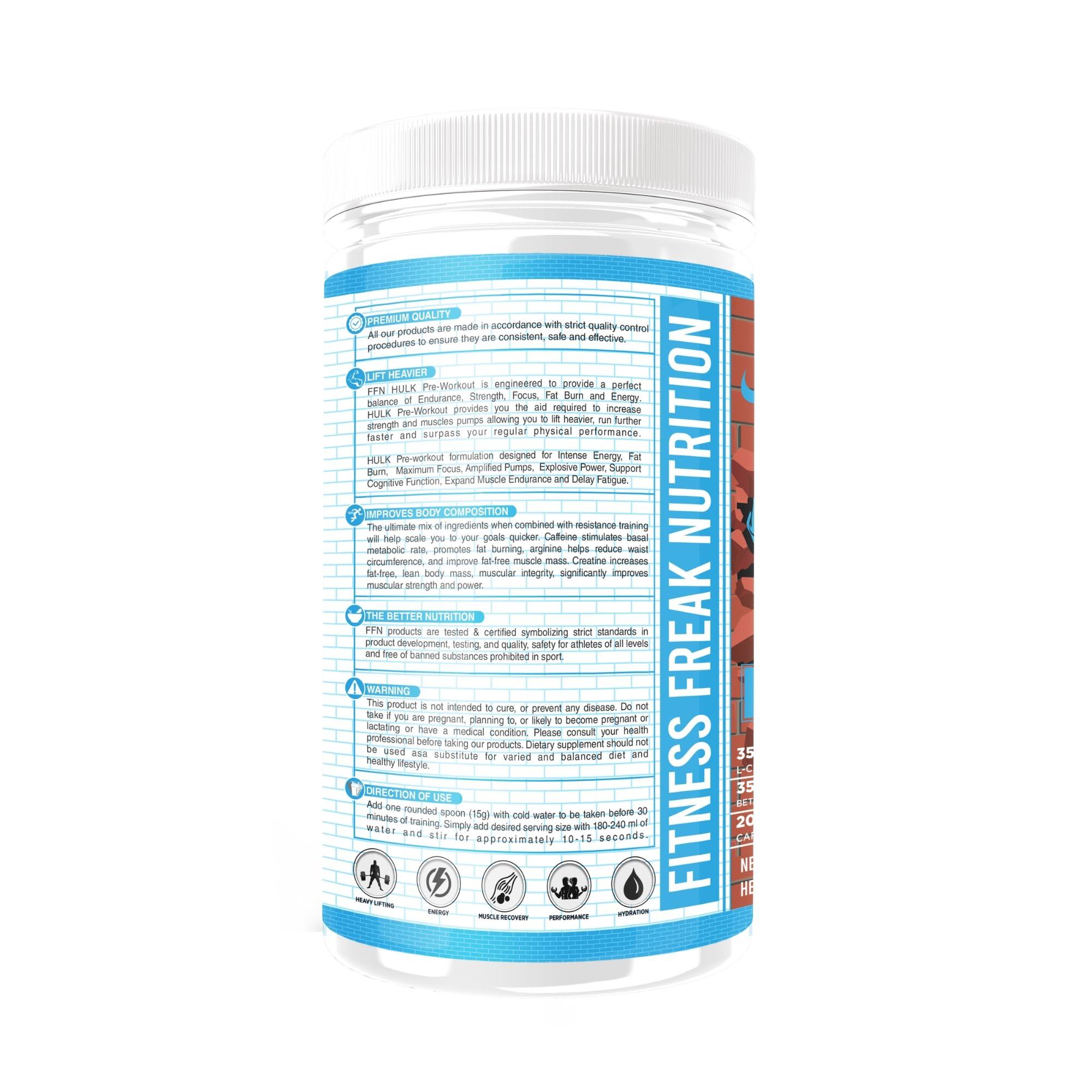 FITNESS FREAK NUTRITION Fitness Freak Nutrition Pre-Workout (30 Servings) Premium Supplement for Enhanced Focus, Strength, Energy, and Pump 100% Dope-Free, Banned Substance Tested, 400g - Blueberry