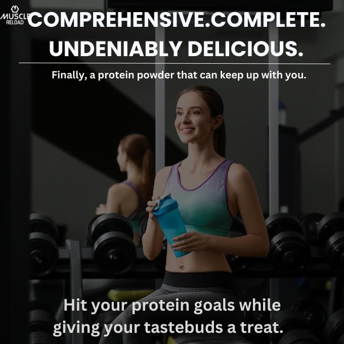 MUSCLE RELOAD Muscle Reload Extreme Whey Protein Blend With Isolate & Hydrolysate |25g Protein I 5.5g BCAA\'S | 4.5g Glutamine with Digezyme 50mg - (Milk Chocolate, 500G) 1.1LBS with 100g Creatine Free