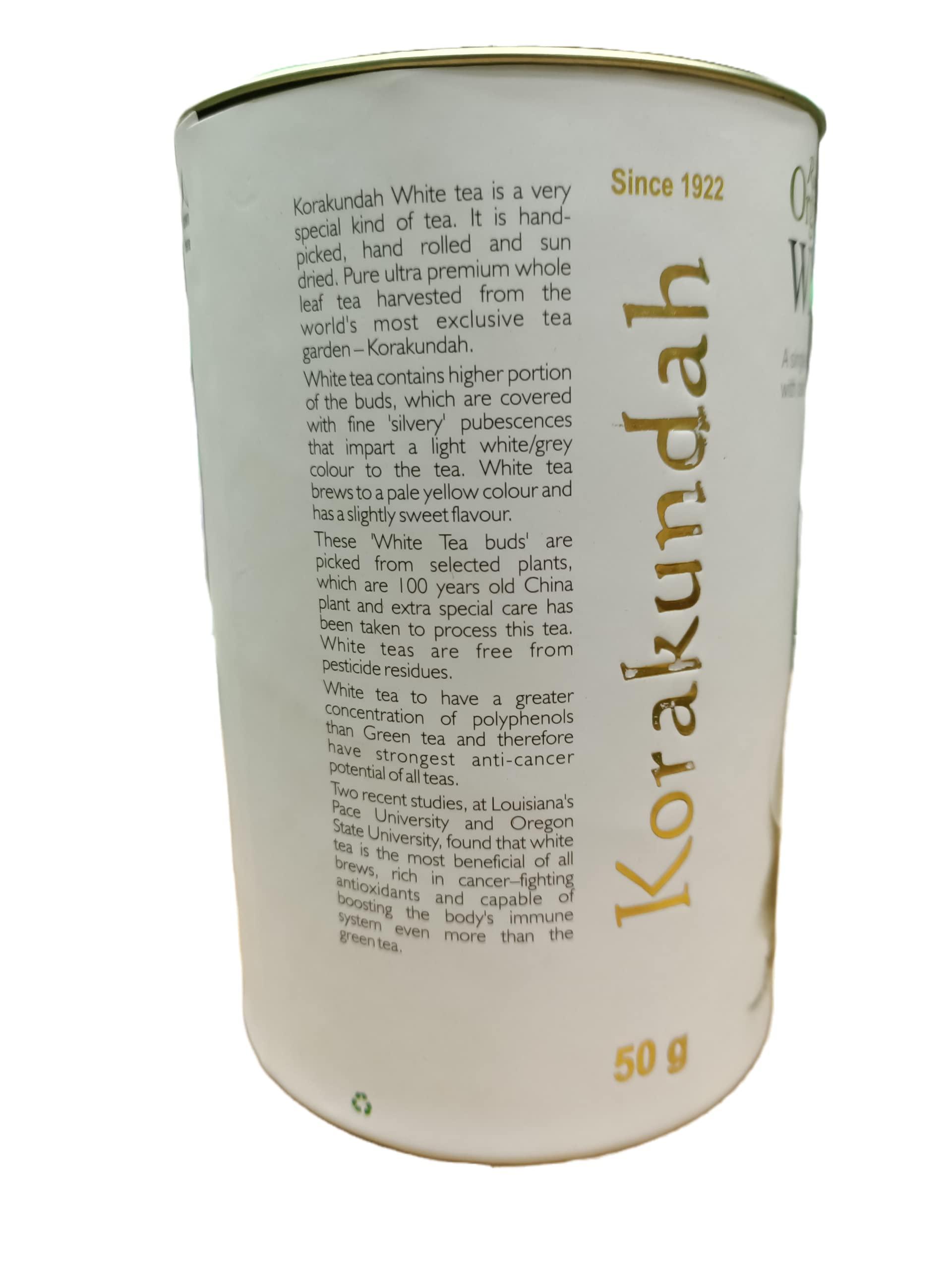 Generic KORAKUNDAH White Tea In Canister 50g | CHAMRAJ White Tea 25 Dip Bags | Pack of 2 | Total 75g | India\'s Finest Chamraj Nilgiri Tea