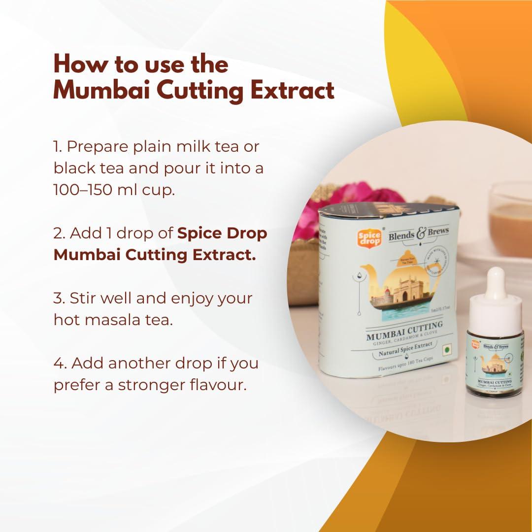 Spice Drop Spice Drop Mumbai Cutting Chai Masala Extract | Contains Cardamom, Ginger & Clove | Flavors 180 cups | 5ML equals 125 grams of powder | No preservative | 1 drop per cup | Tea Masala Drops