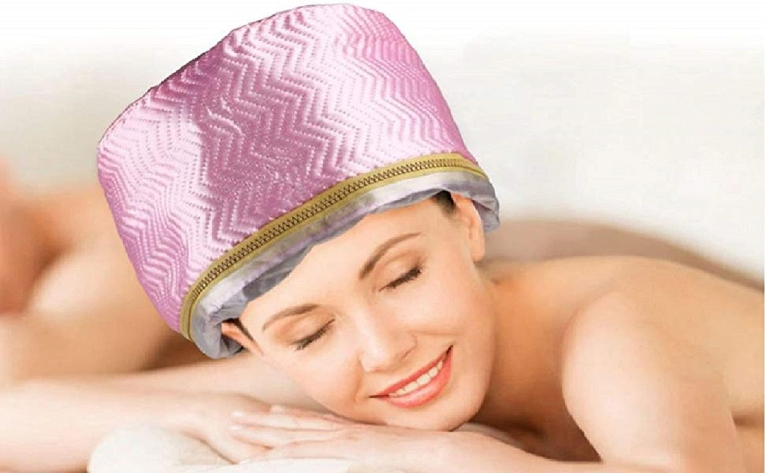 MOBDESK MOBDESK Hair Care Thermal Head Spa Cap Treatment with Beauty Steamer Nourishing Heating Cap, spa cap steamer, hair steamer cap, Spa Cap For Hair, Spa Cap Steamer For Women (PINK CAP) 0987