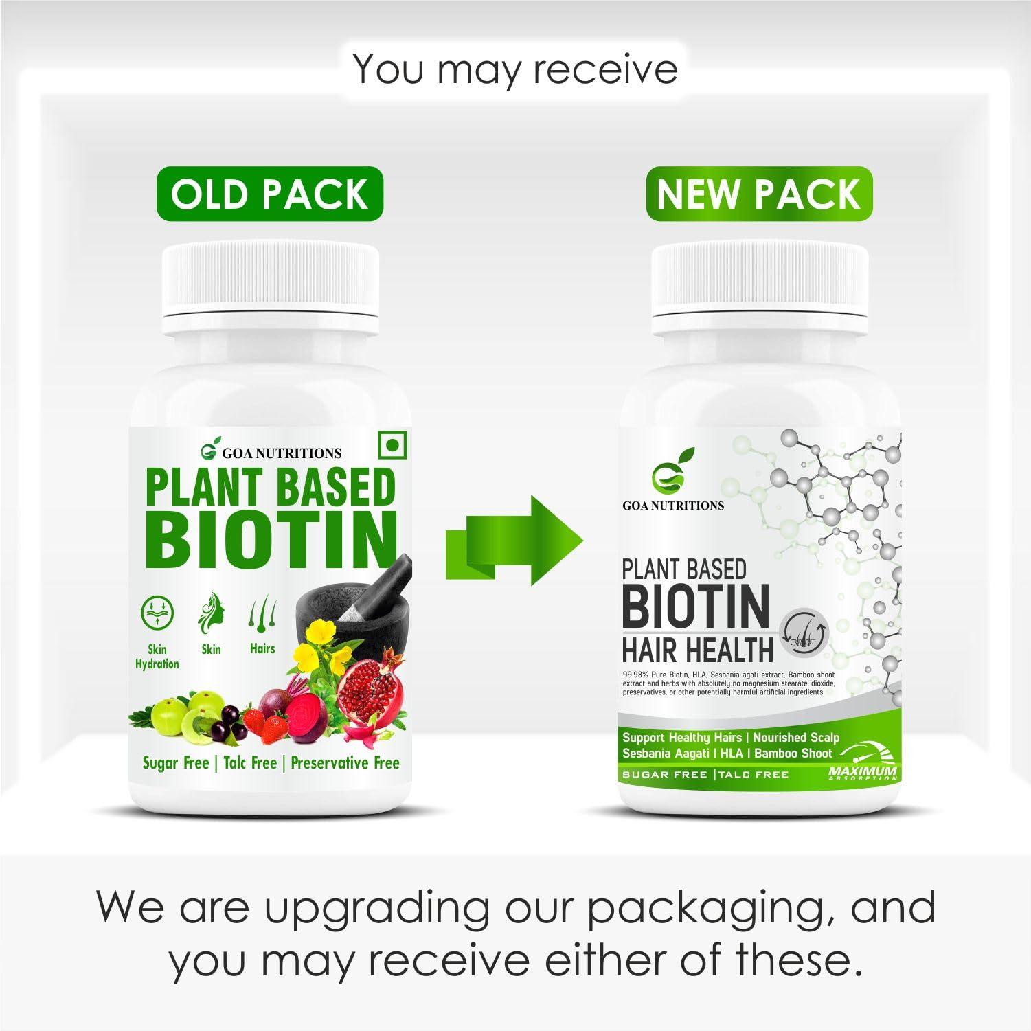 GOA NUTRITIONS GOA NUTRITIONS Biotin Tablets For Hair Growth With Vitamins E, C Plus 10000mcg Sesbania Supplements Advanced DHT Blocker Dandruff, Hair fall Control Supplement For Men & Women-60 Tablet (Pack 1)