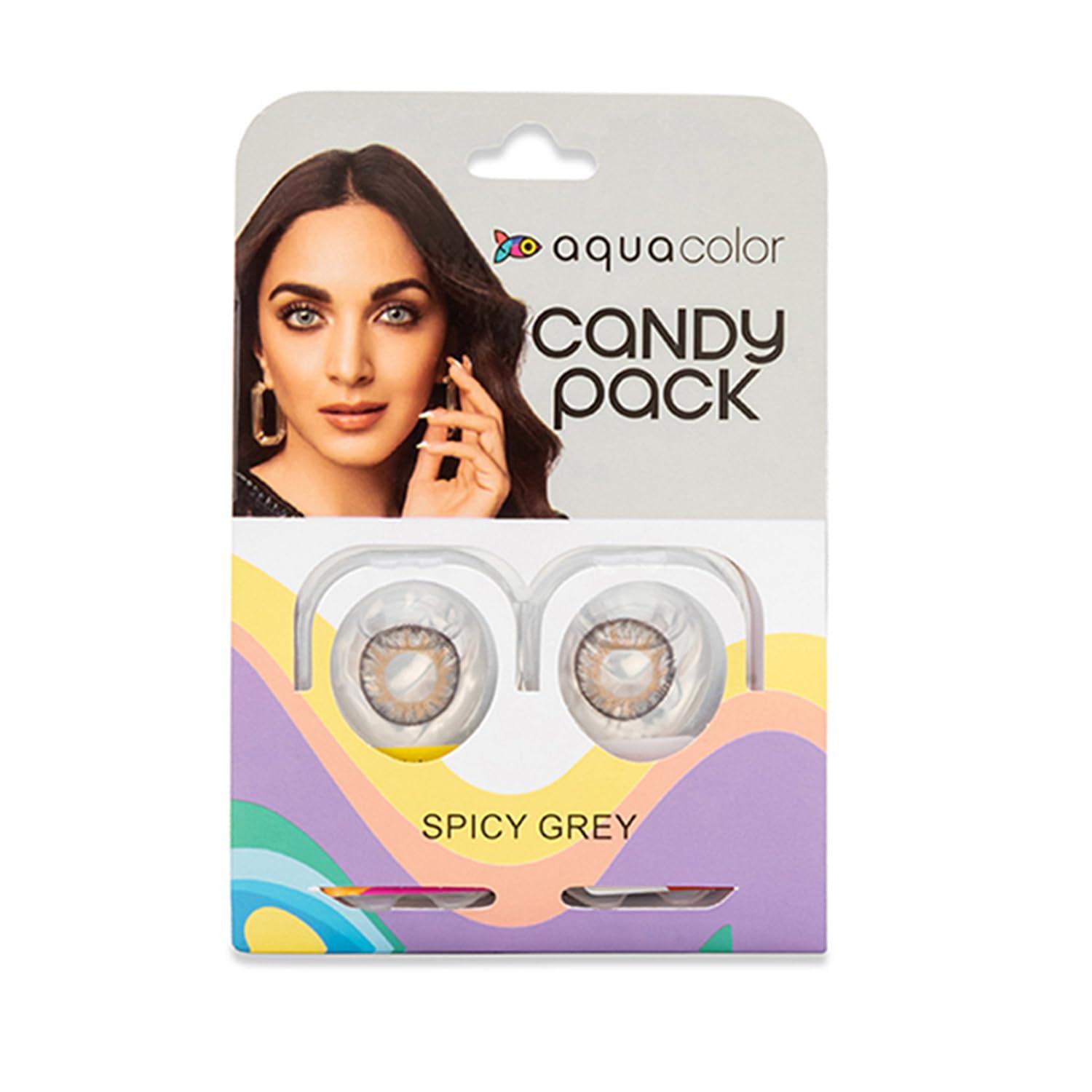 AQUALENS CONTACT LENSES Aquacolor Spicy Grey Candy Pack Zero Power Colored Lenses (2 Lens/Box)