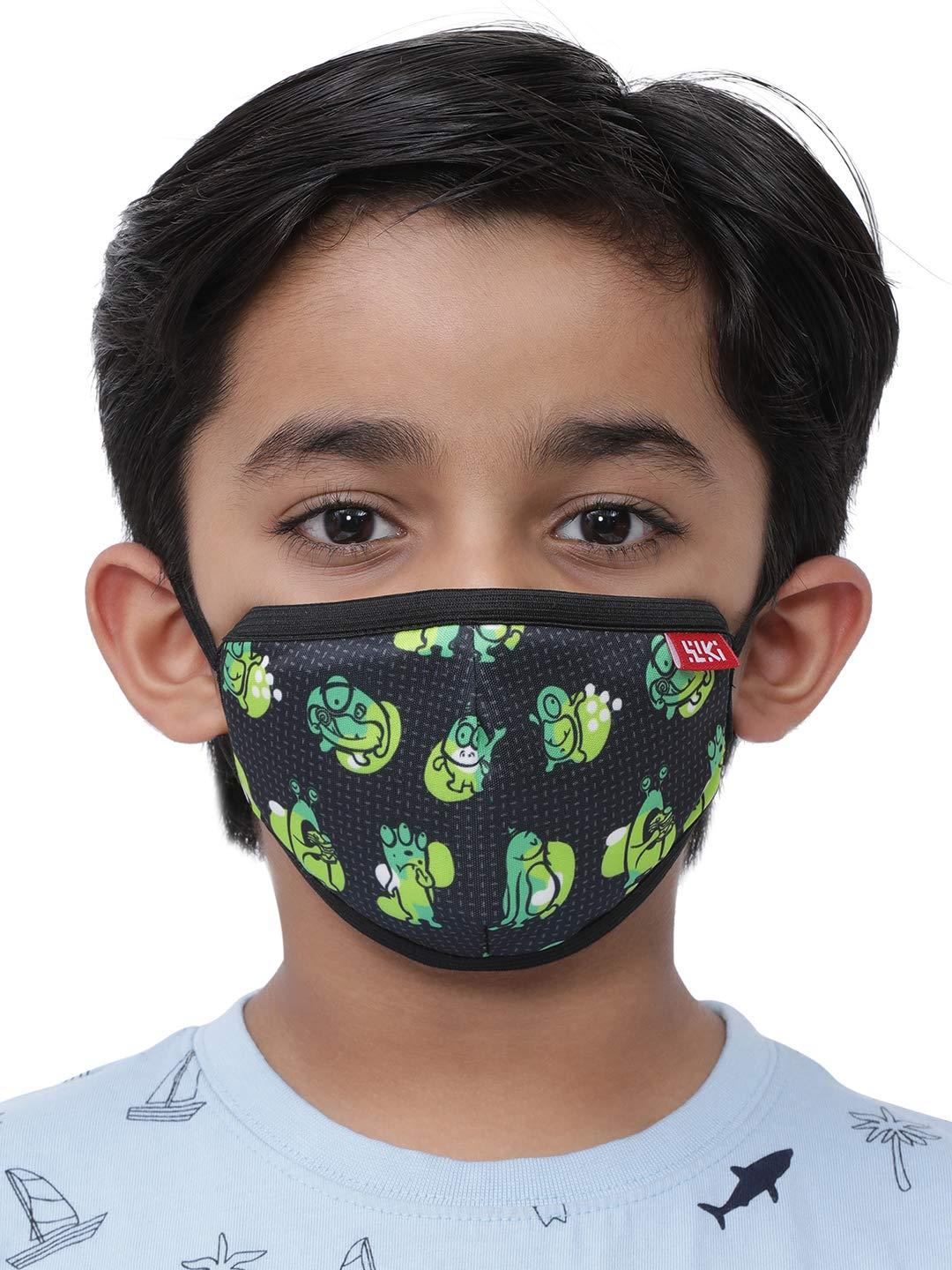 Wiki Wiki Champs Mask for Kids (Monster, Black, Small Size, Pack of 3)