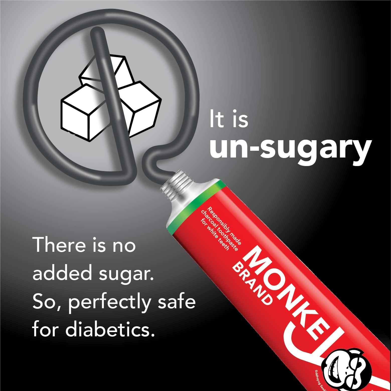 Nogi Nogi Monkey Brand Charcoal Toothpaste (Since 1911). Whitening Stain Removal Ayurvedic Toothpaste For Total Oral Care. Herbal Flouride-Free Toothpaste For All Age Groups-185G(Pack Of 4)