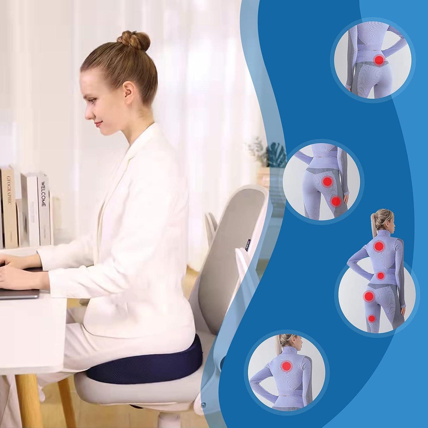 kossto kossto Orthopedic Memory Foam Coccyx Seat Cushion for Tailbone, Sciatica, Lower Back Pain Relief for Office/Home Chair & Wheelchair Sitting Seat with 2 Years Warranty| L -Above 80kg Wt.| (Black)