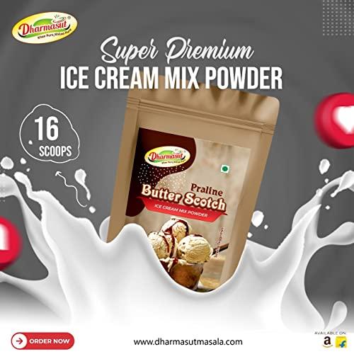 Dharmasut Premium Butterscotch Instant Ice cream Premix Powder Extra Softness 1050g (150g*7)