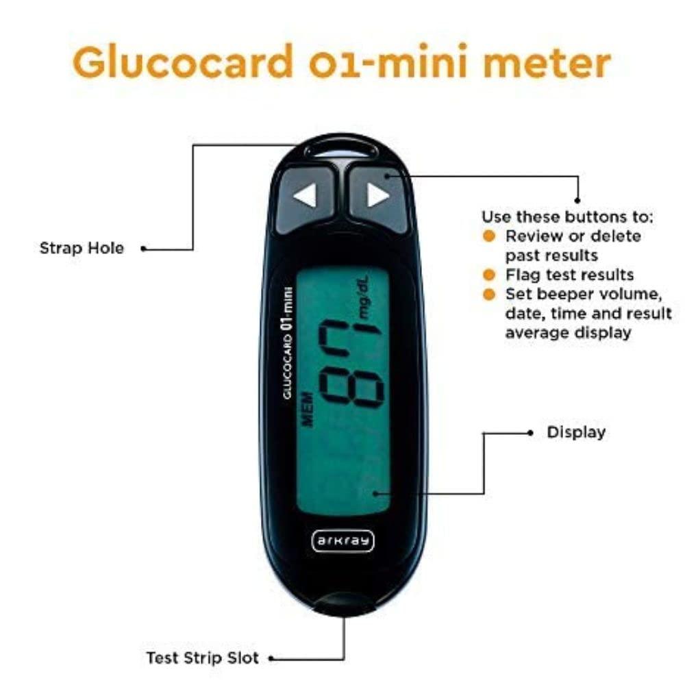 HERD Arkrai Max Glucocard 01 Mini Blood Glucose Monitoring Kit With 25 Strips | Japanese Technology | With Warranty