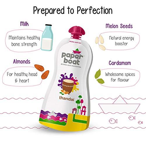Paper Boat Paper Boat Pudina Buttermilk, Vitamin D, Vitamin B12, No Added Sugar (Pack of 6, 250ml Each) + Thandai, Milk Beverage, No Added and Colours (Pack of 6, 180ml each) No Preservatives