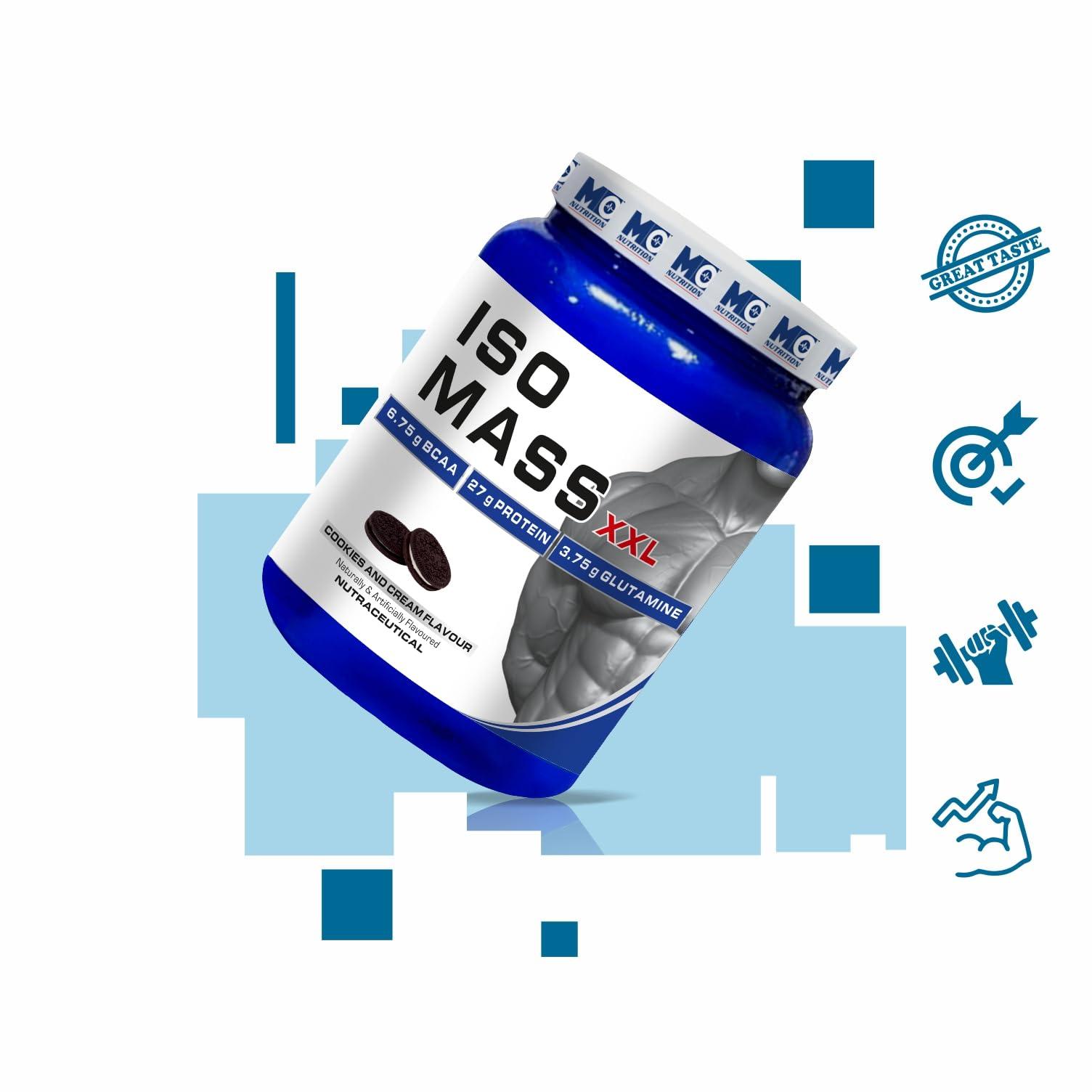 MUSCLEOXY NUTRITION Muscleoxy Nutrition Iso Mass - Mass Gainer/Muscle Gainer - Weight Gainer Powder (Cookies and Cream, 1 Kg)