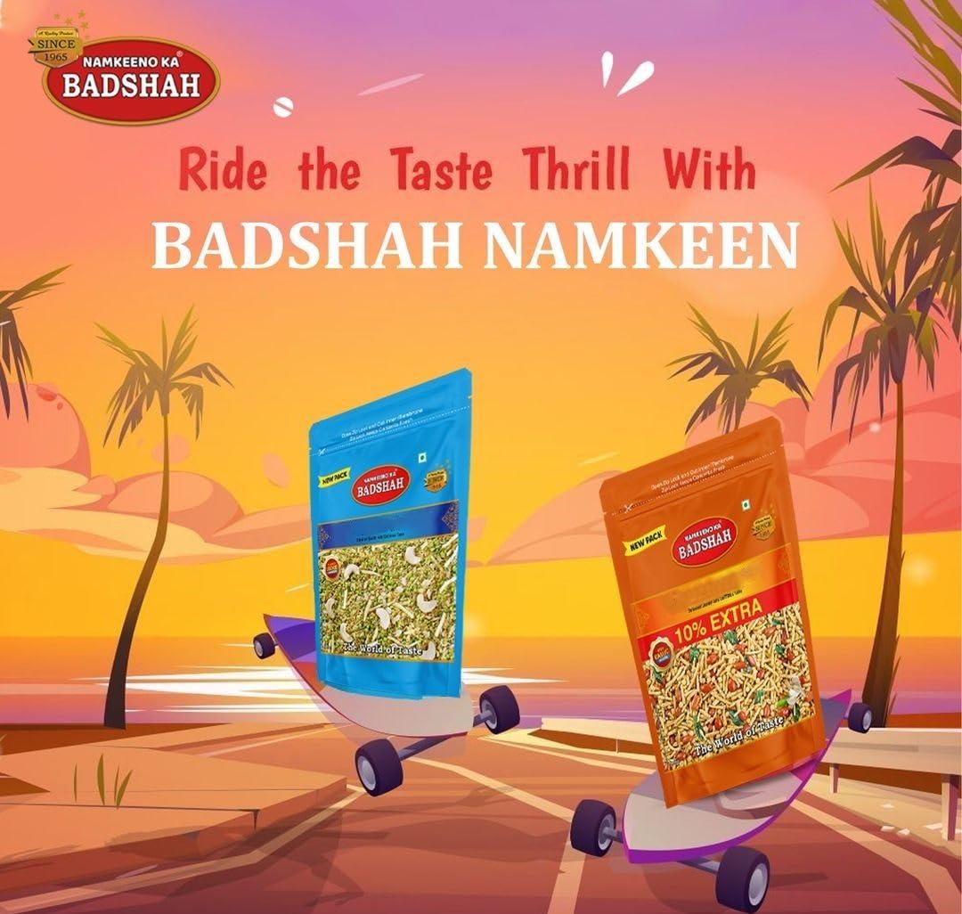 NAMKEENO KA BADSHAH Badshah Special Tasty Palak Kaju Mixture Namkeen, Delicious Rajasthani Special Mixture Tasty Healthy Indian Snacks with Tea Dalmoth Mixture - 400 gram