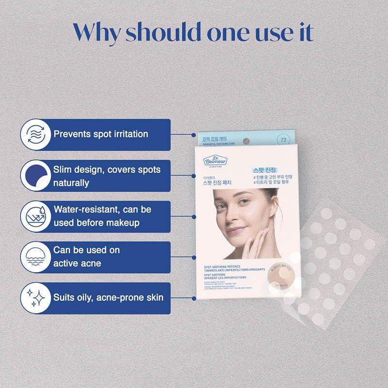 The Face Shop The Face Shop Dr.Belmeur Derma Acne Patches, 72 Hydrocolloid Waterproof Patches | For Active Surface Acne | Absorbs Pimple Overnight | For All Skin Types