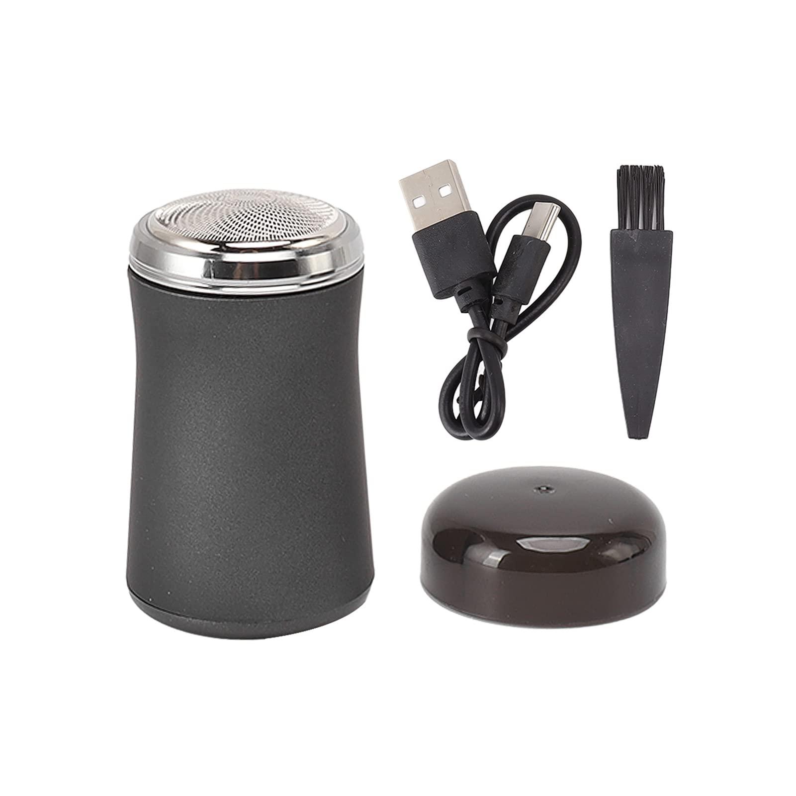 Kufoo Electronic Beard Clipper, Mini Electric Beard Trimmer 5V 3 Tool Heads 6600 RPM Rotary Mesh Silent Motor Washable for Bathroom (Black LR063682)