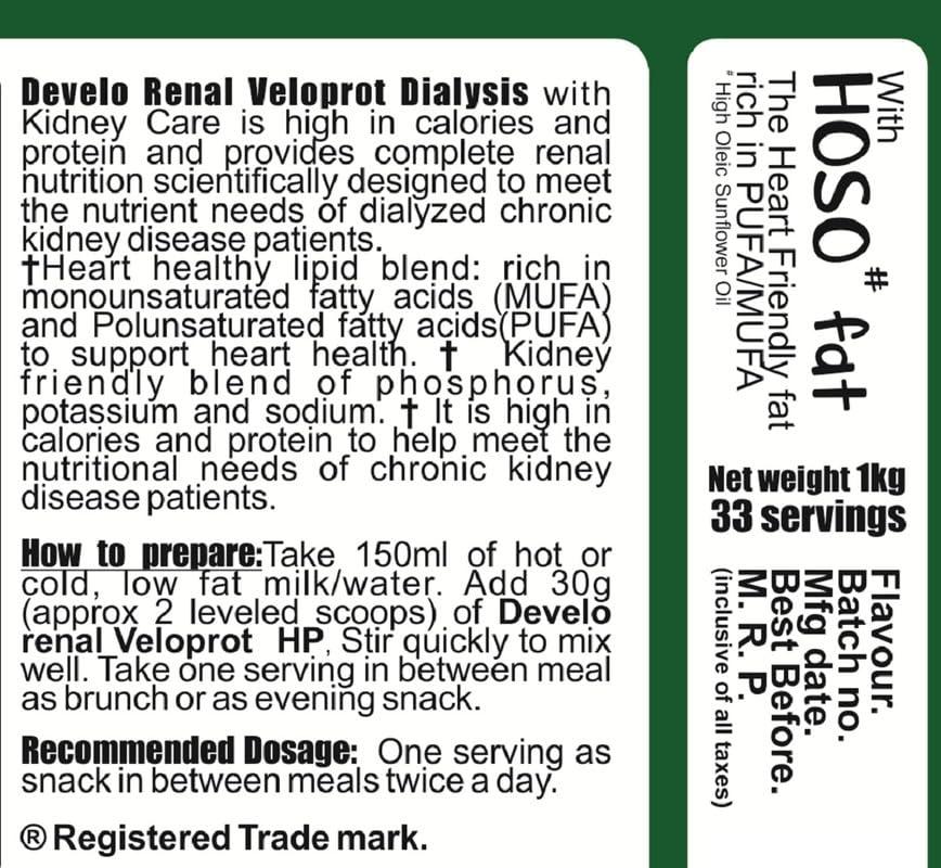 DEVELO Develo Kidney Health(Post Dialysis) Protein for Better Renal Health & Function - 1kg g Chocolate