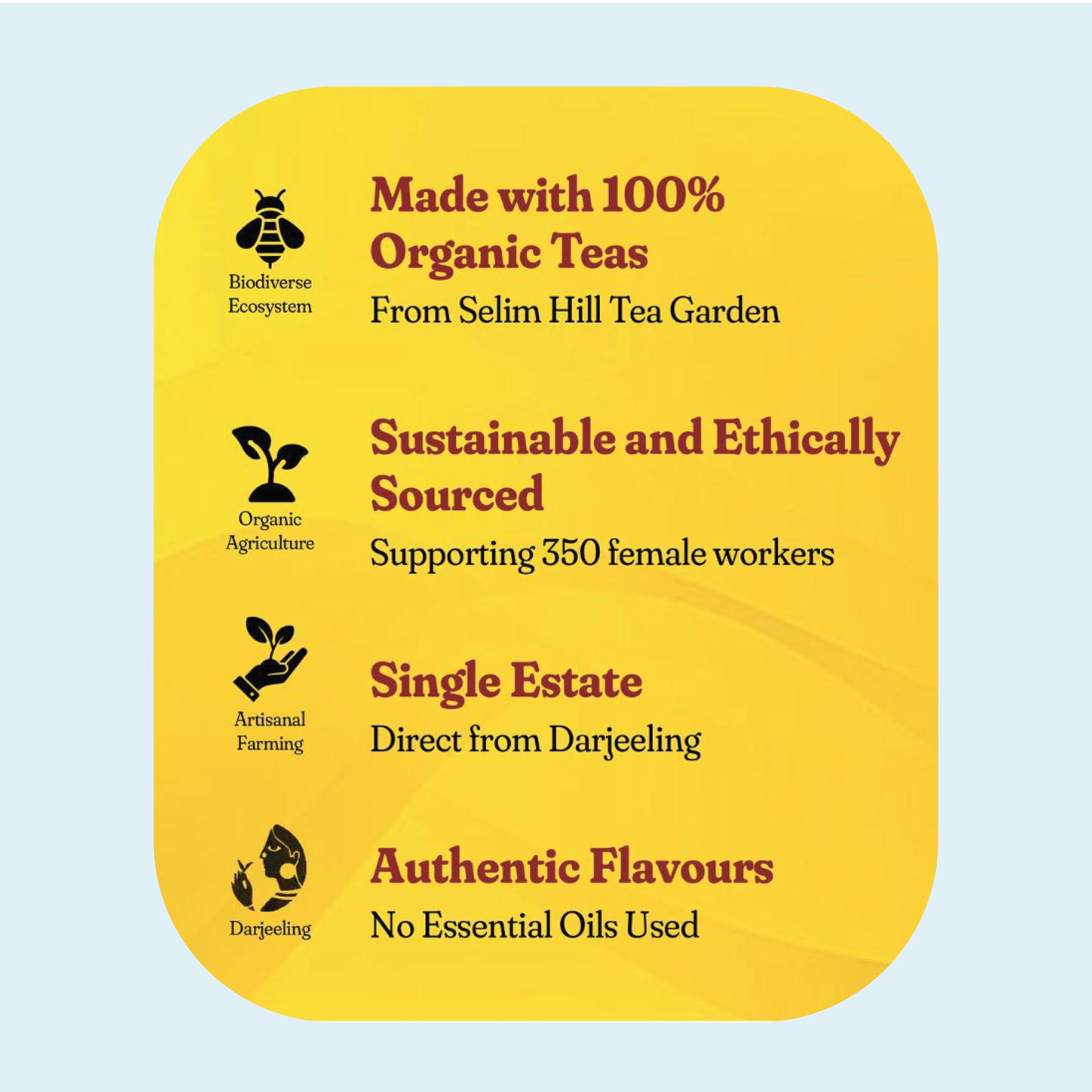 DORJE TEAS DORJE TEAS Chamomile Loose Tea - 100Gm|Organic Darjeeling Tea|Promotes Good Sleep, Stress Relief|Improves Immunity|Soothing Tea For Relaxation|For Glowing Skin|Pack-1