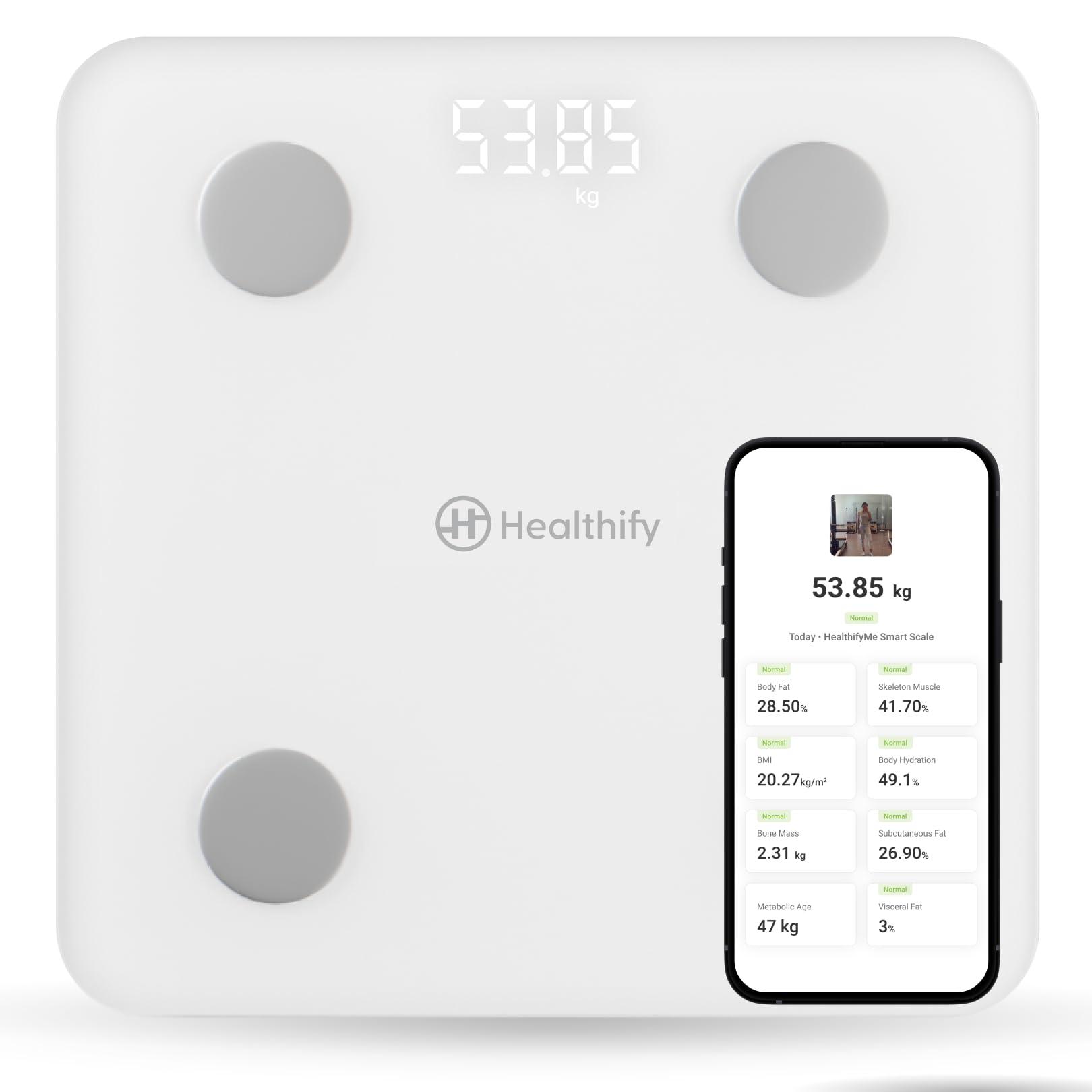 HealthifyMe HealthifyMe Smart Scale Get Data Driven Smart Weight Loss and Track 11 Plus Key Body Metrics in HealthifyMe App|1 Month FREE HealthifyMe Smart Plan| 2 years Warranty (White)