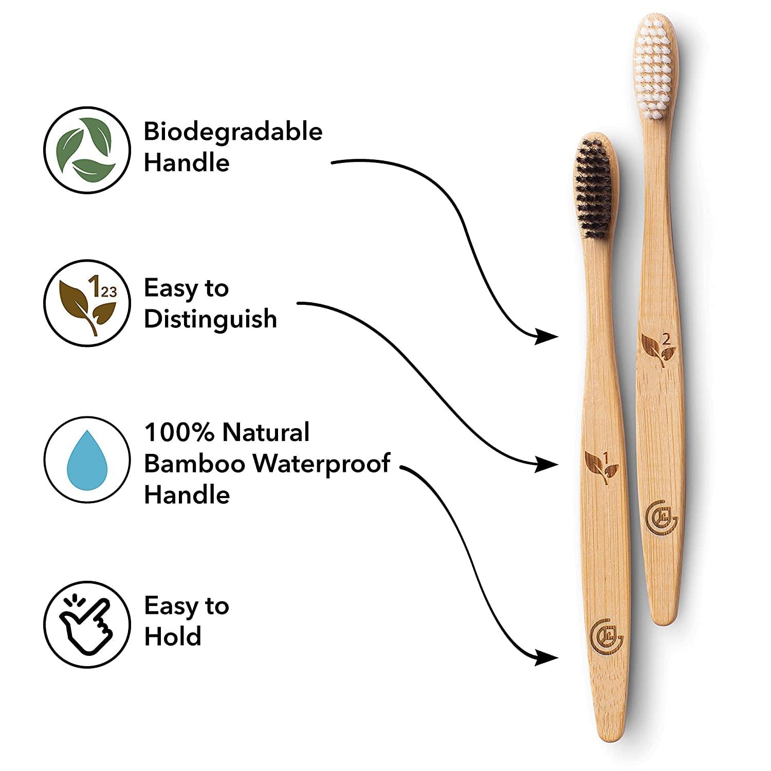 GREENZLA GREENZLA Biodegradable & Compostable Charcoal Wooden Bamboo BPA-Free Soft Bristles Eco-Friendly, Natural Manual Toothbrushes Set for Adult (12 Pack)