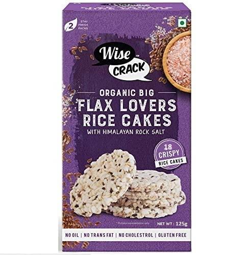Wise Crack WiseCrack|Organic Rice Cakes -Flax Lovers & Quinoa Power|Gluten Free, No transfat, No Oil, No Cholestrol|125g Each|Pack of 2