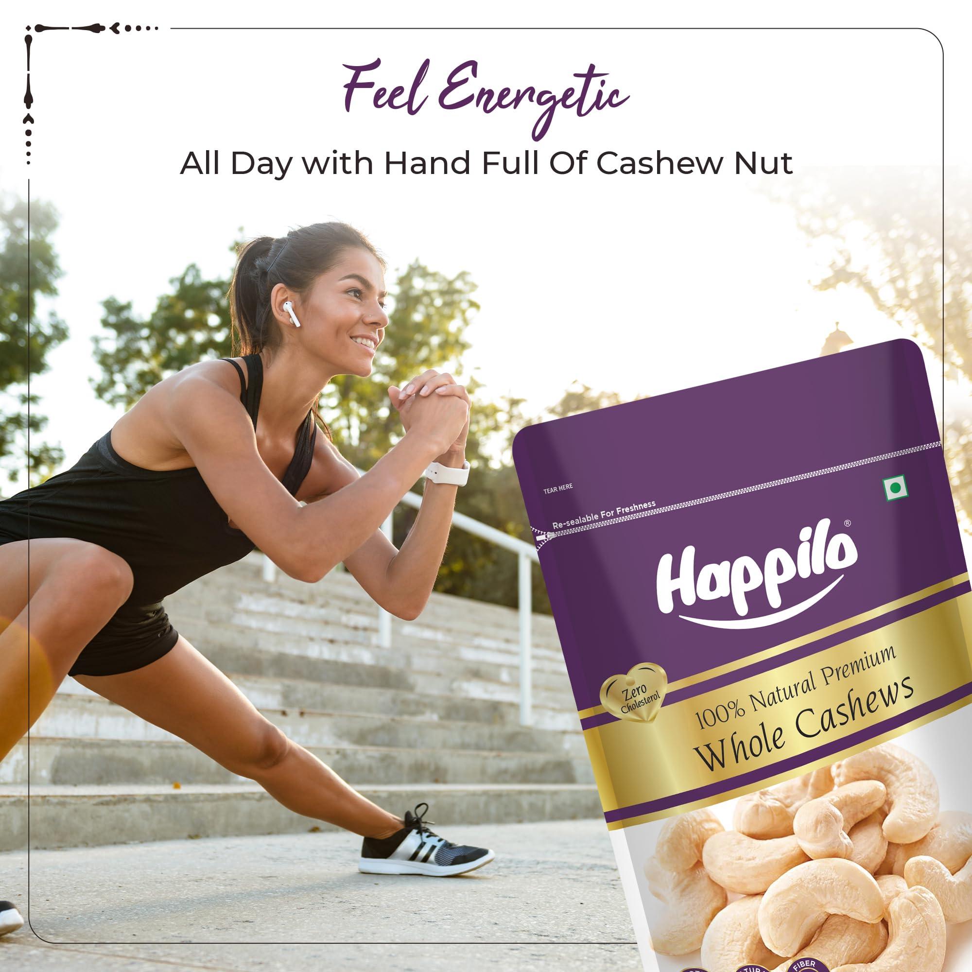 Happilo Happilo 100% Natural Premium Whole Cashews, 200 g, Pack of 2