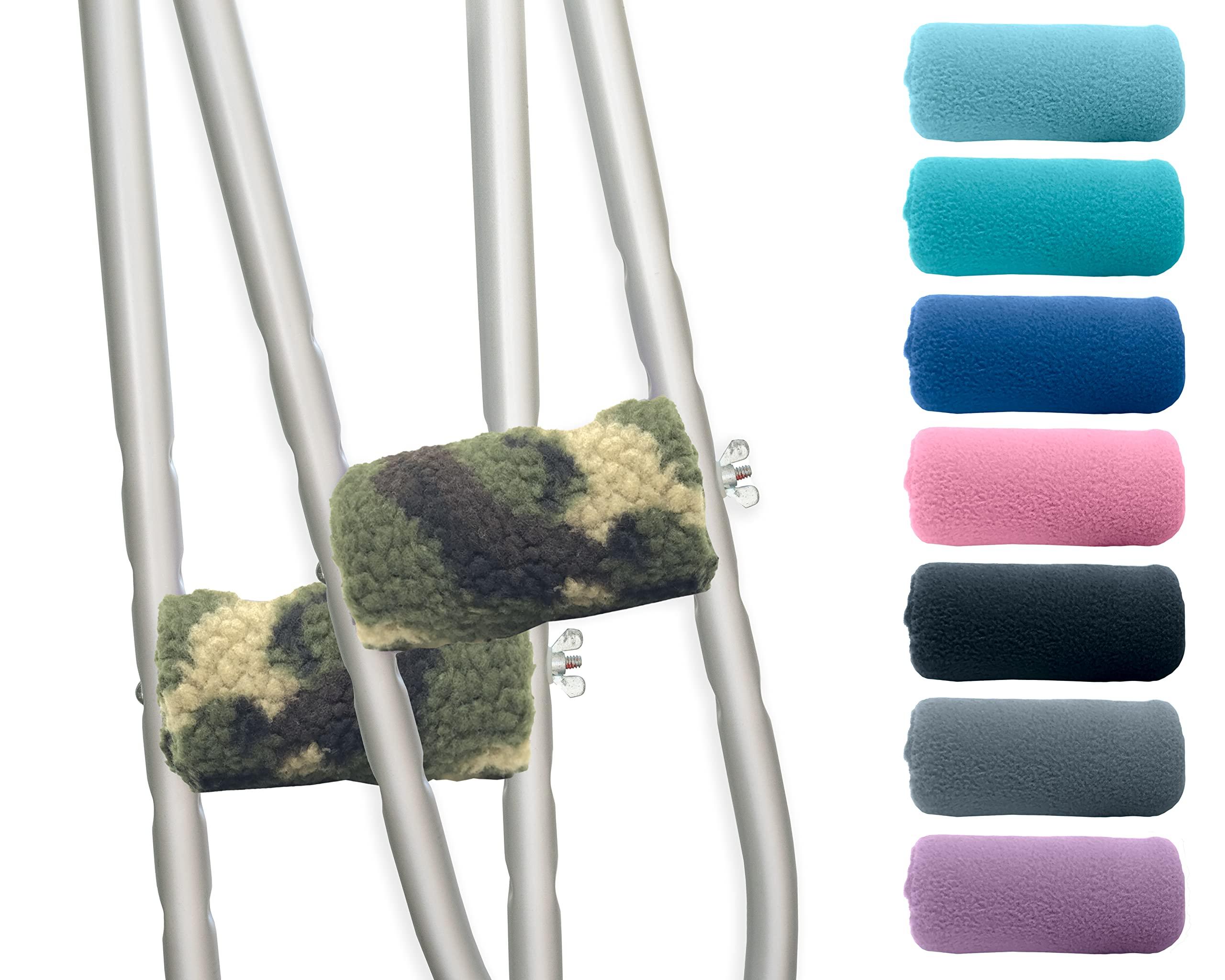 Crutch Comfort Universal Crutch Hand Grip Covers - Luxurious Soft Fleece with Sculpted Memory Foam Cores (Camo)