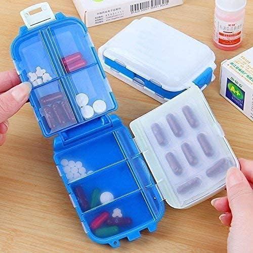DISHIV DISHIV FOLCA Pill Case with 8 Compartments,Travel Pill Organizer Moisture Proof Small Pill Box for Pocket Purse Daily Pill Case Portable Medicine Vitamin Holder Container